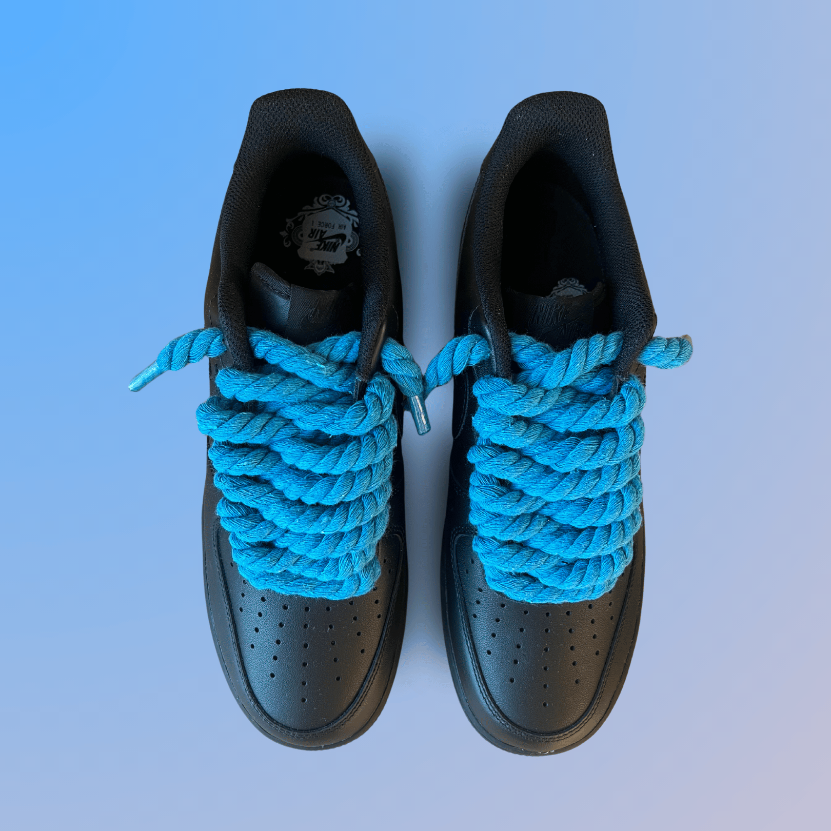 Nike Air Force 1 '07 Black Chunky Rope Lace (Blue) (new)
