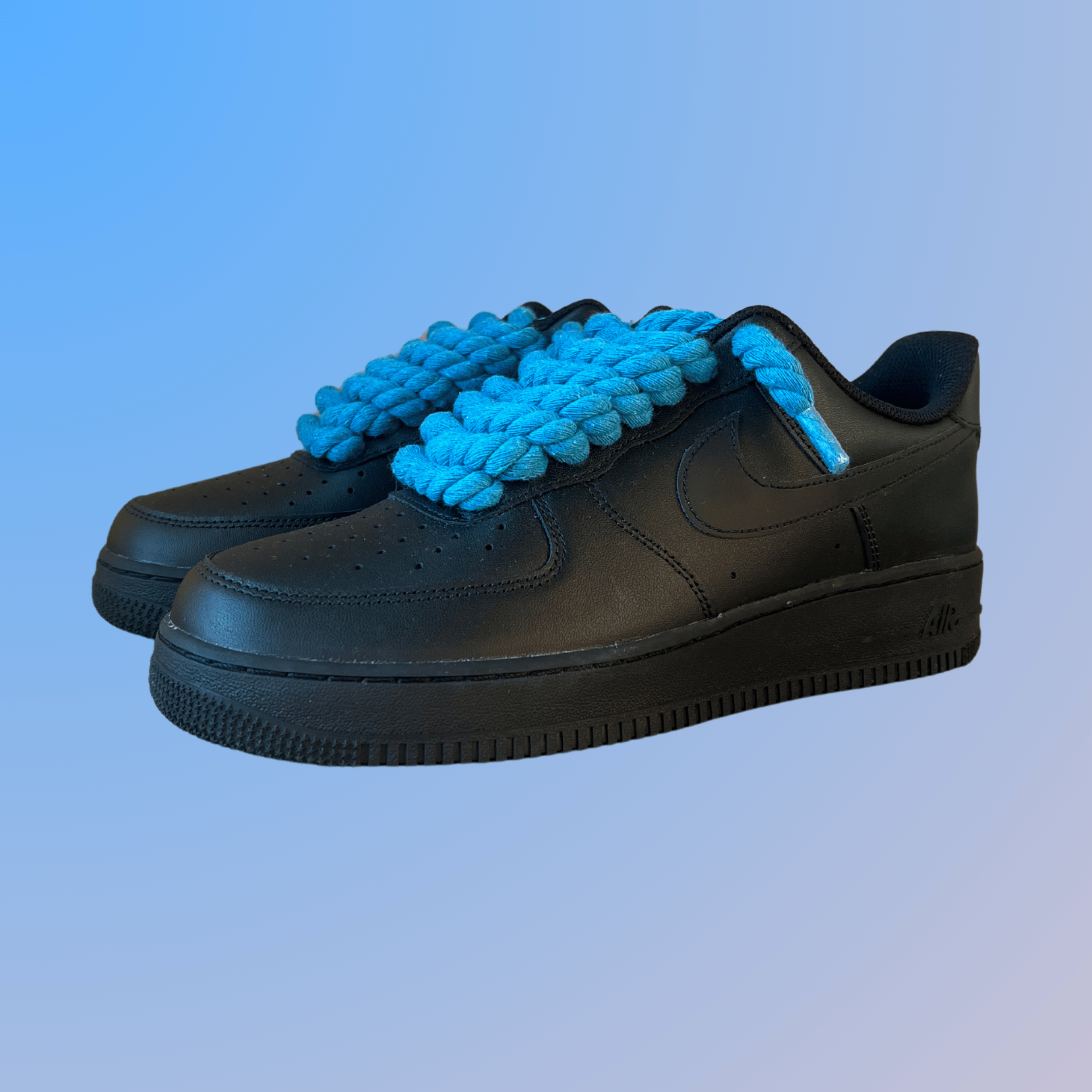 Nike Air Force 1 '07 Black Chunky Rope Lace (Blue) (new)