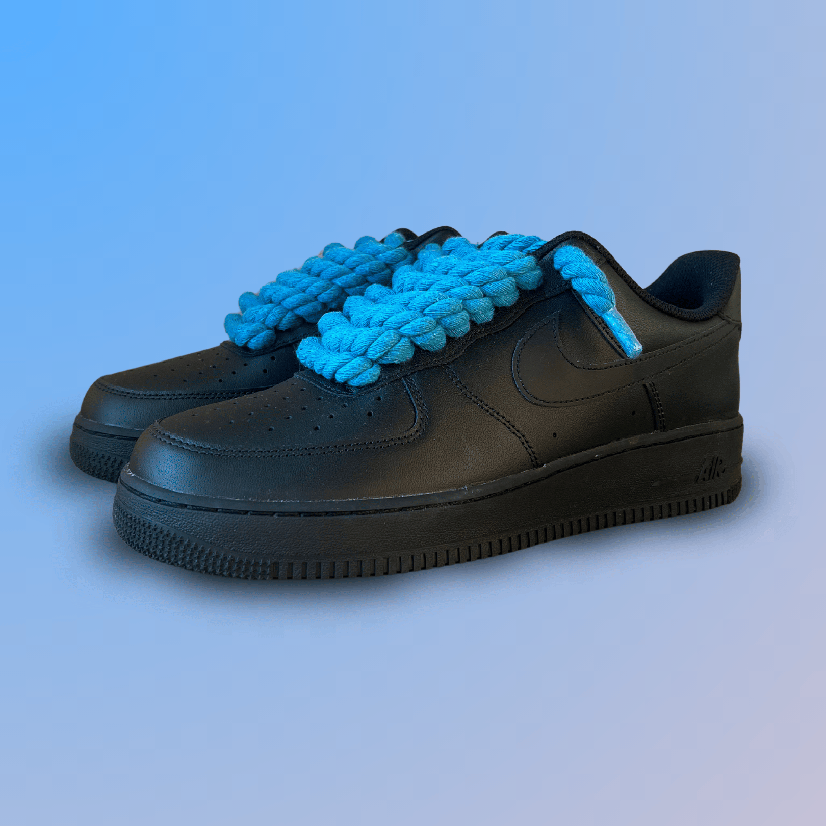 Nike Air Force 1 '07 Black Chunky Rope Lace (Blue) (new)