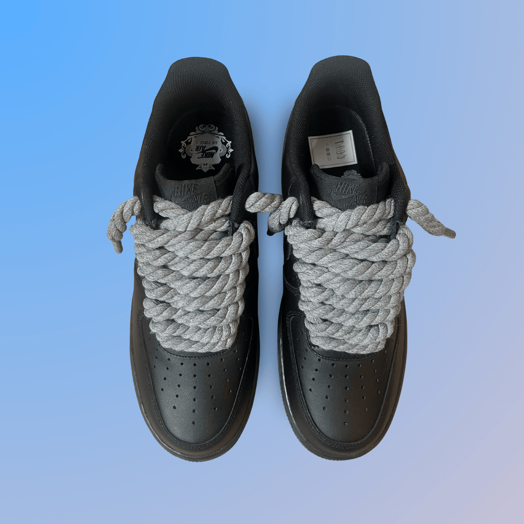 Nike Air Force 1 '07 Black Chunky Rope Lace (Grey) (new)