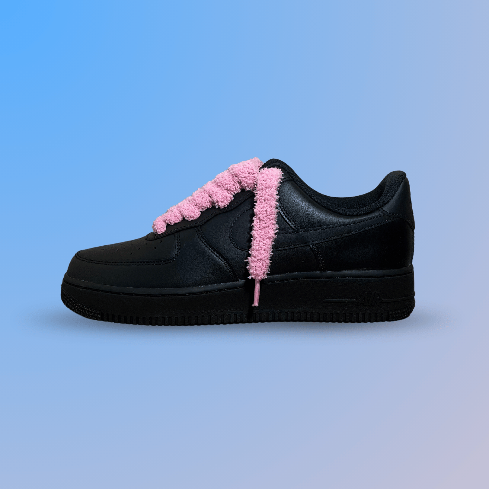 Nike Air Force 1 Black Fluffy Lace (Pink) (new)