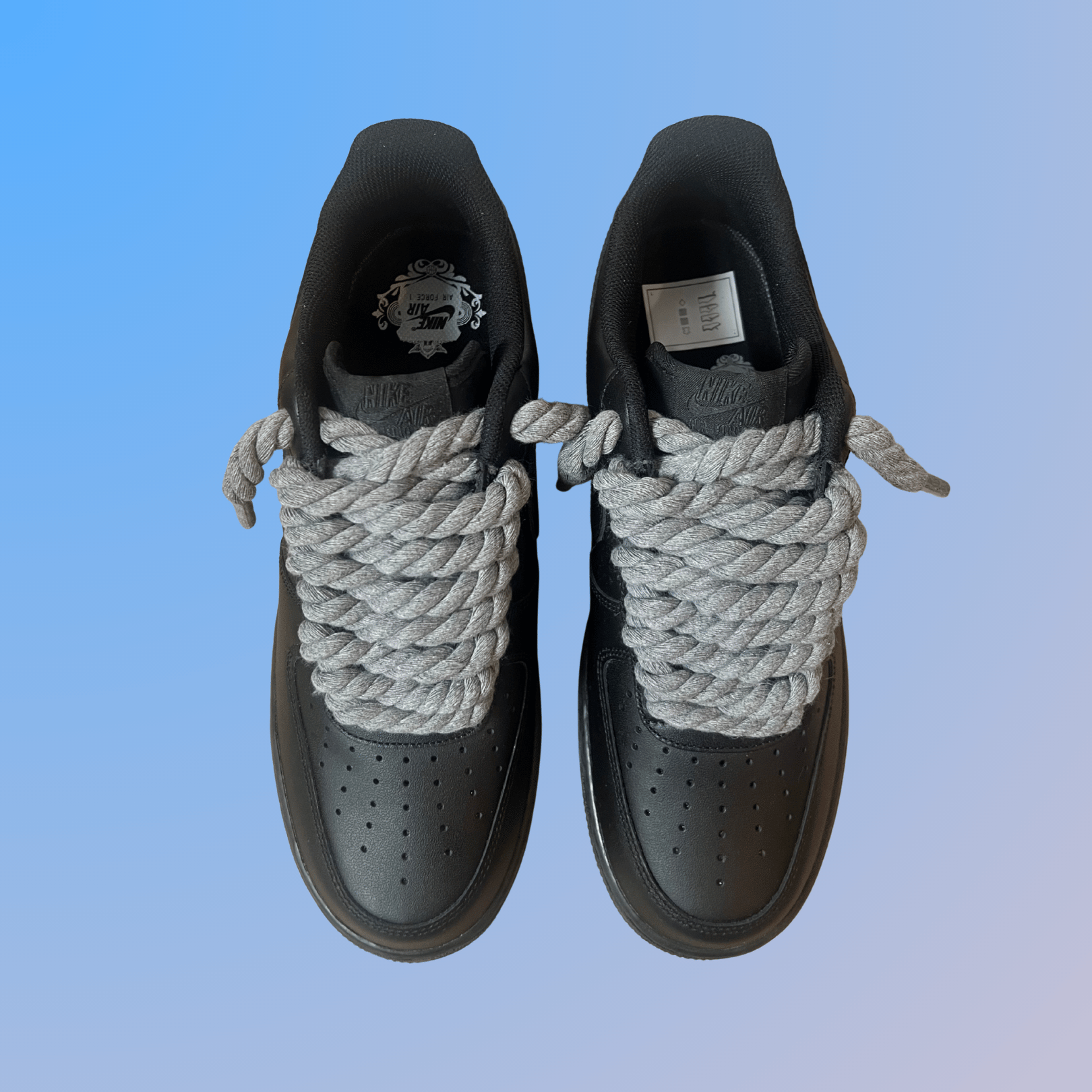 Nike Air Force 1 '07 Black Chunky Rope Lace (Grey) (new)