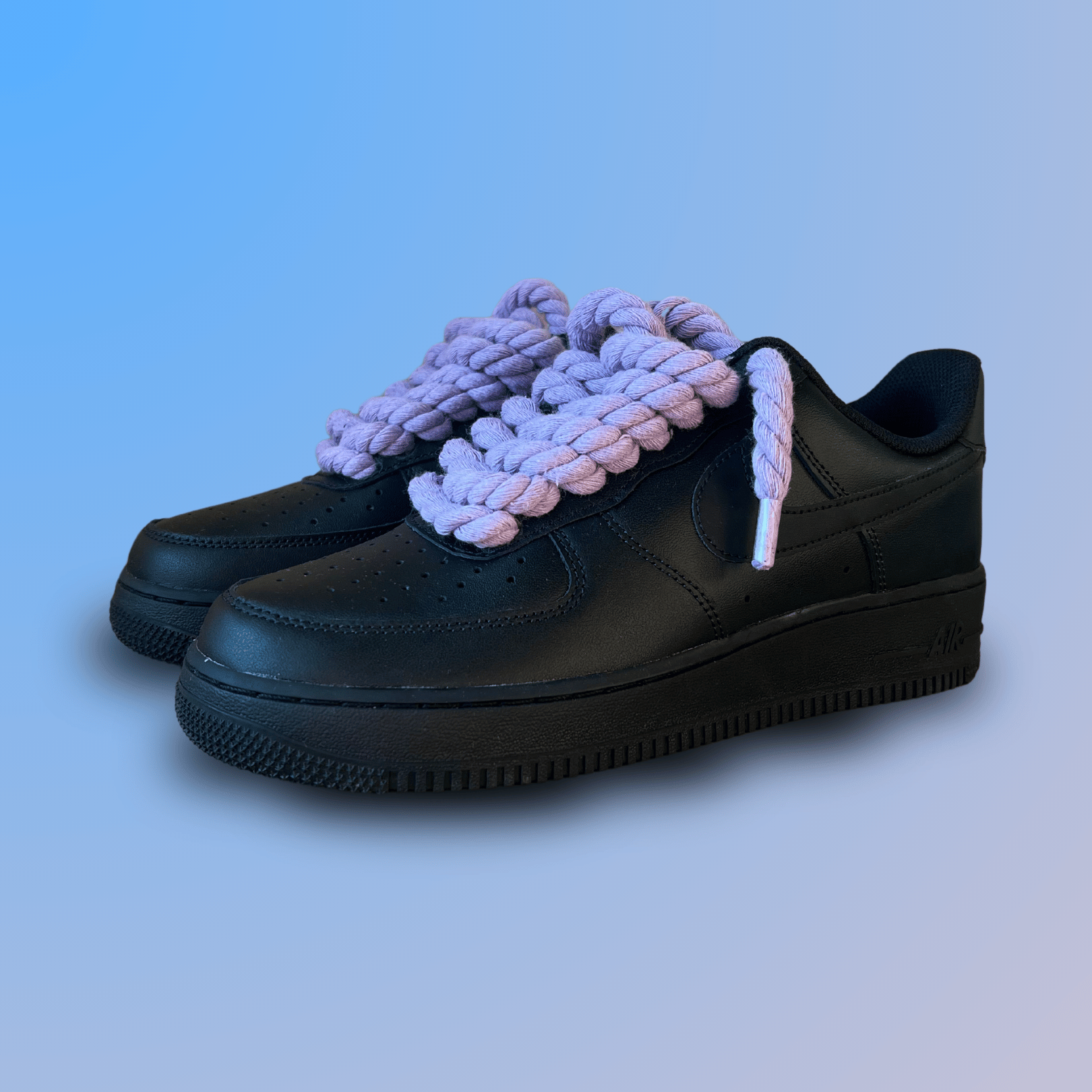 Nike Air Force 1 '07 Black Chunky Rope Lace (Light Purple) (new)