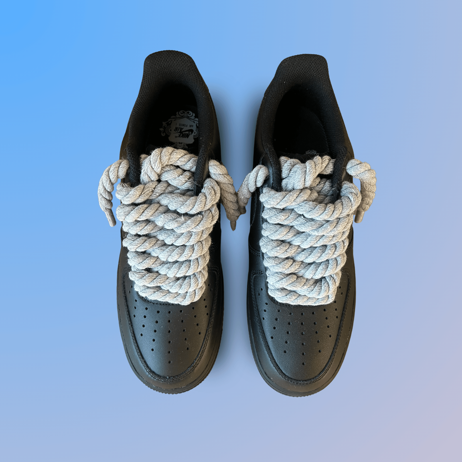 Nike Air Force 1 '07 Black Chunky Rope Lace (Grey) (new)