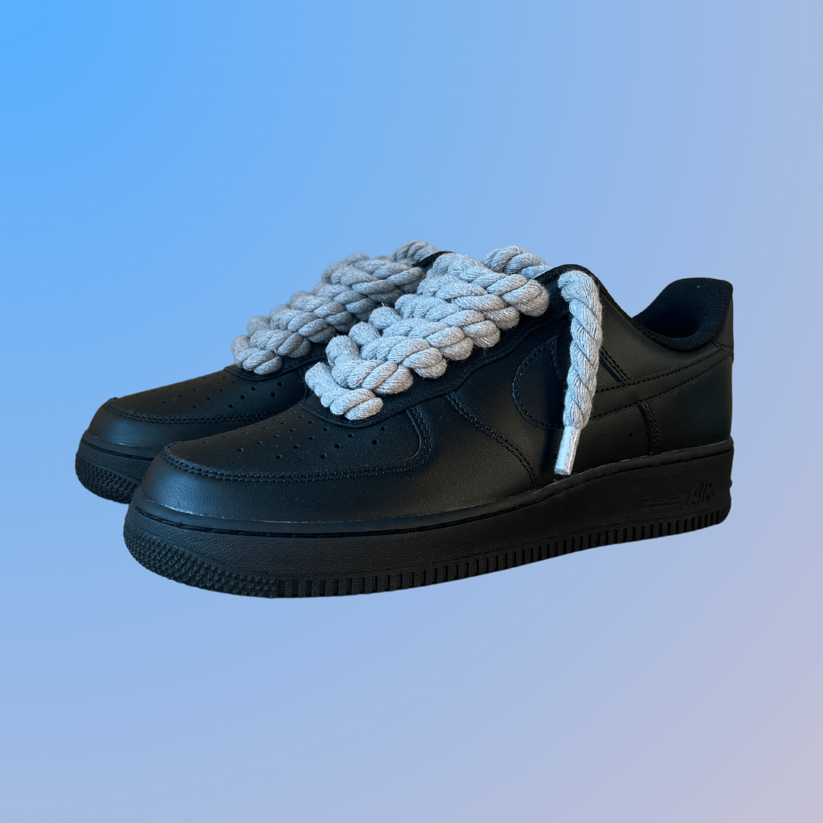 Nike Air Force 1 '07 Black Chunky Rope Lace (Grey) (new)