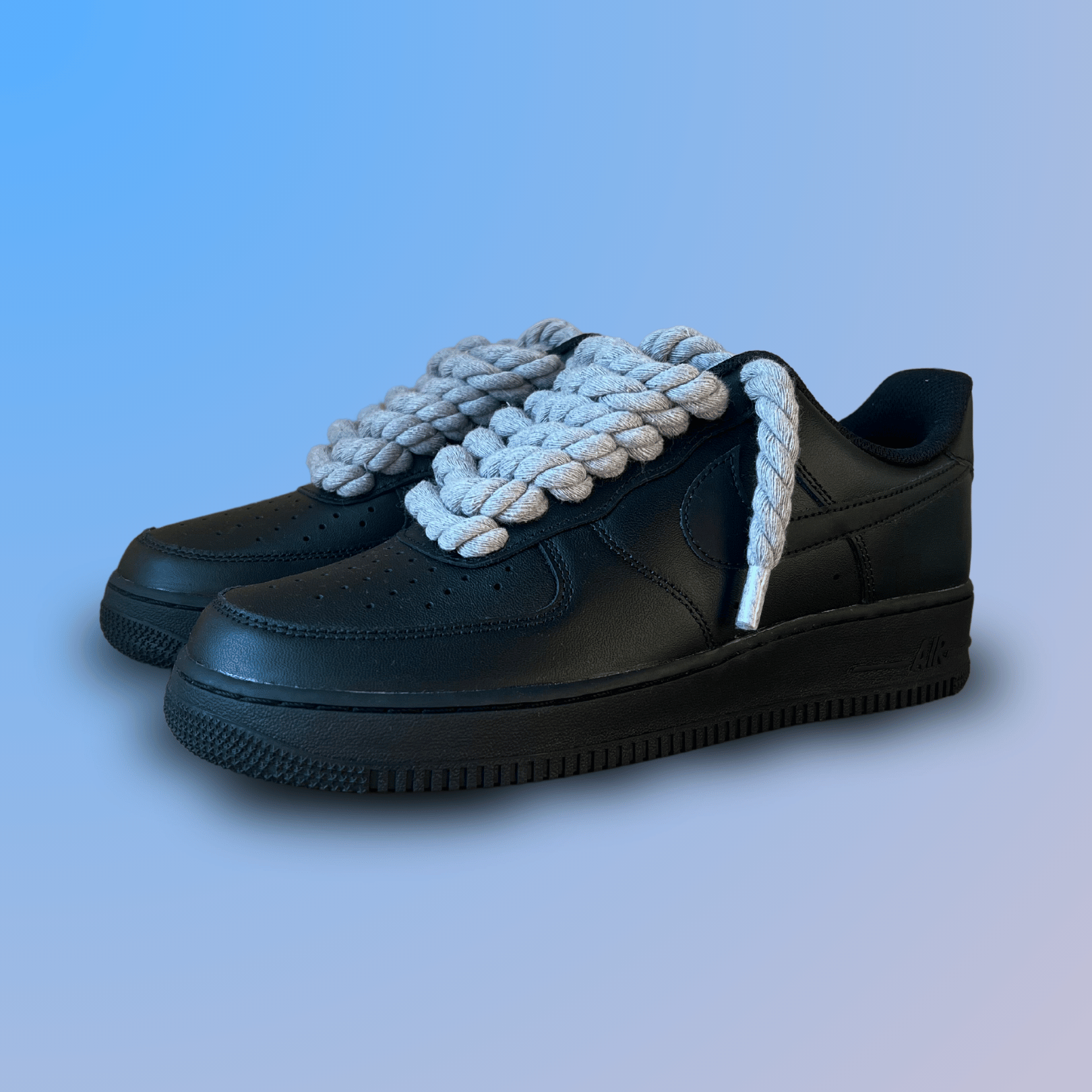 Nike Air Force 1 '07 Black Chunky Rope Lace (Grey) (new)