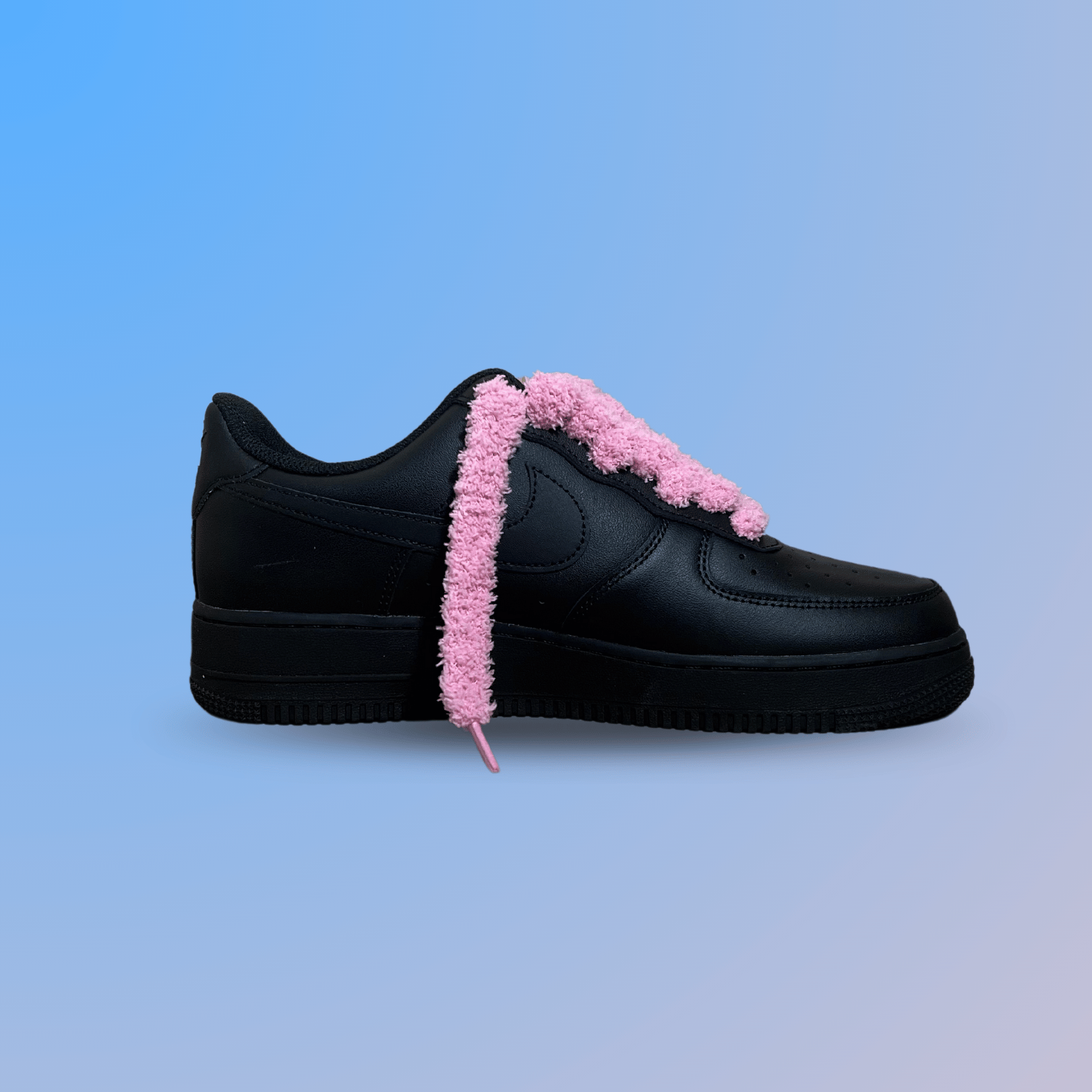 Nike Air Force 1 Black Fluffy Lace (Pink) (new)