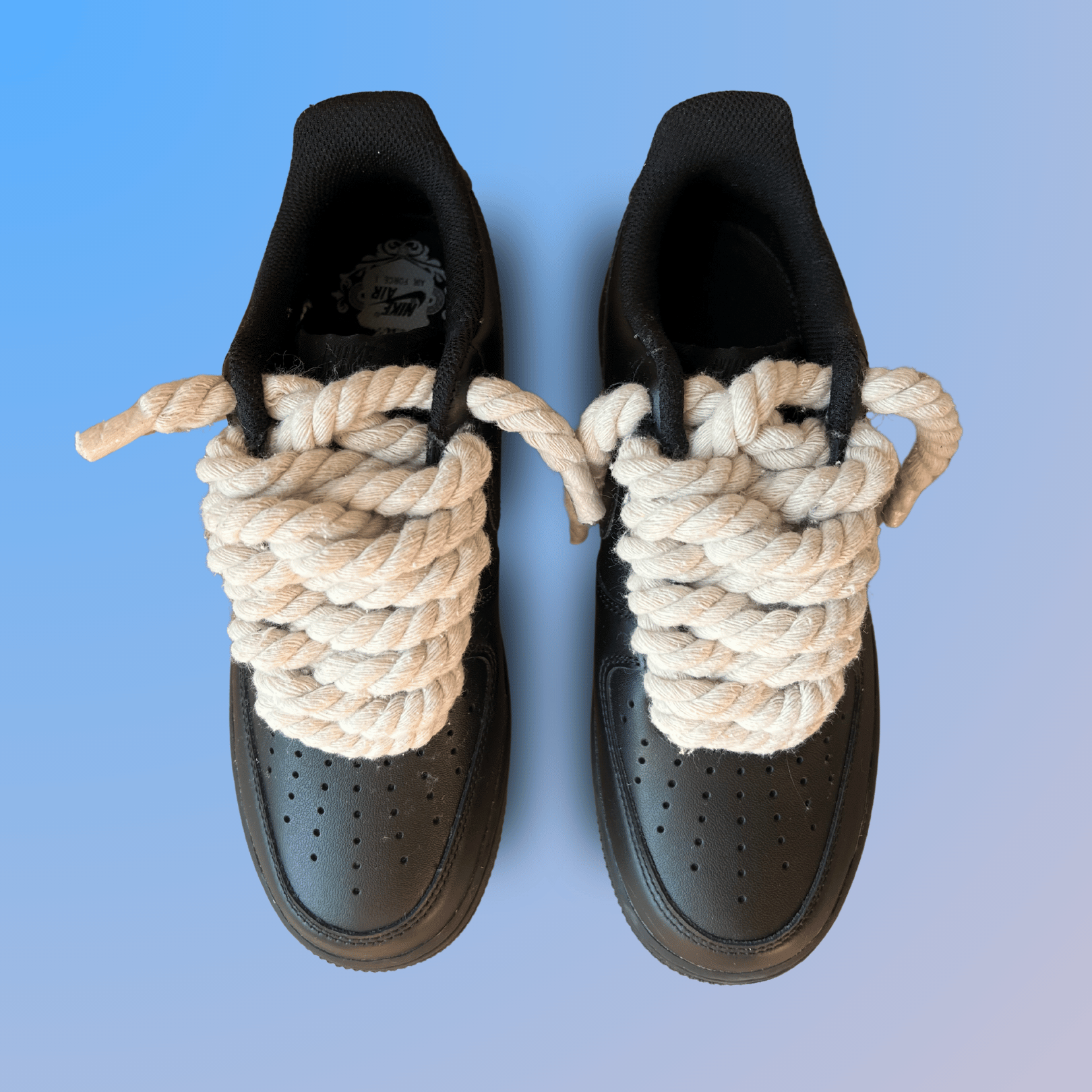 Nike Air Force 1 '07 Black Chunky Rope Lace (Beige) (New)