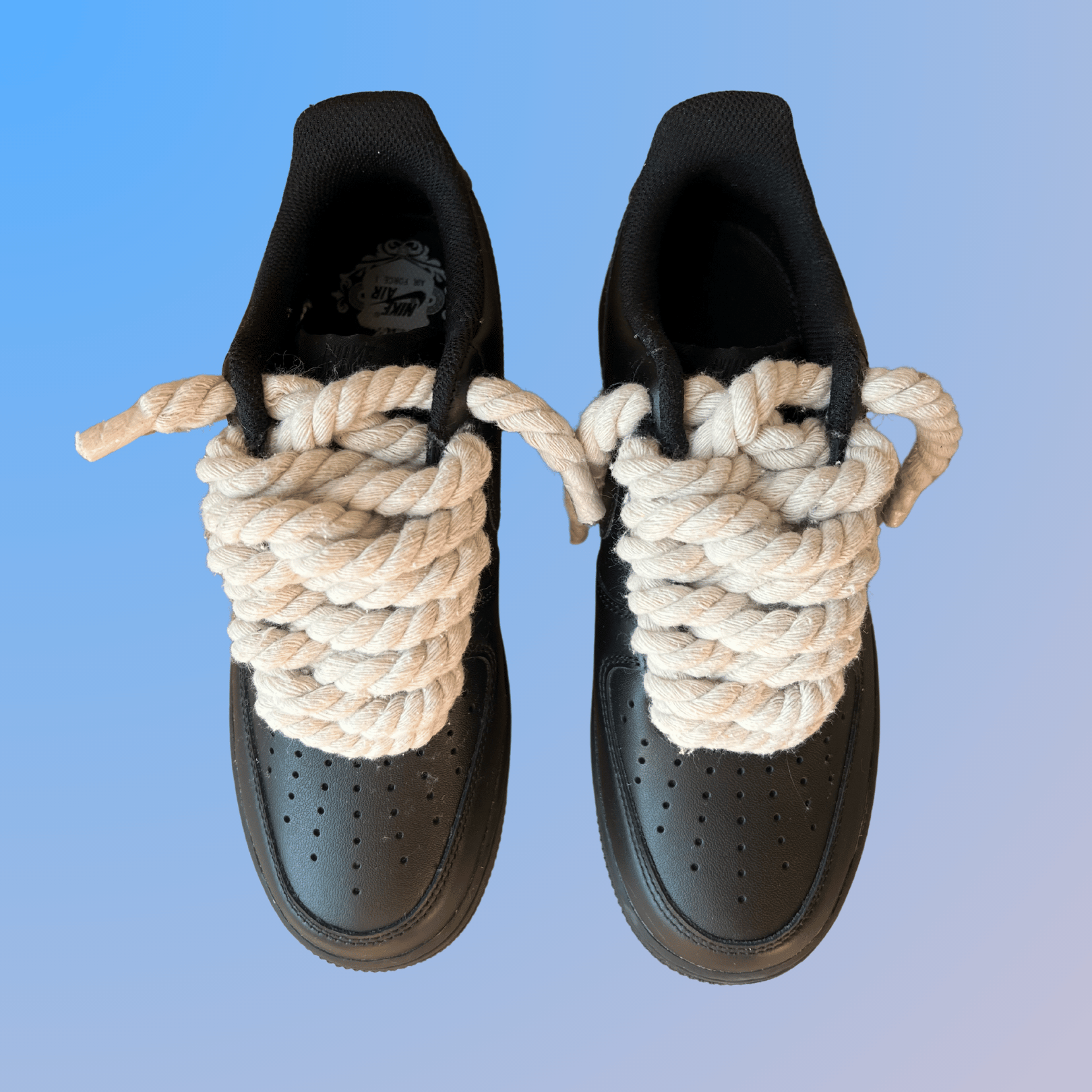Nike Air Force 1 '07 Black Chunky Rope Lace (Beige) (New)