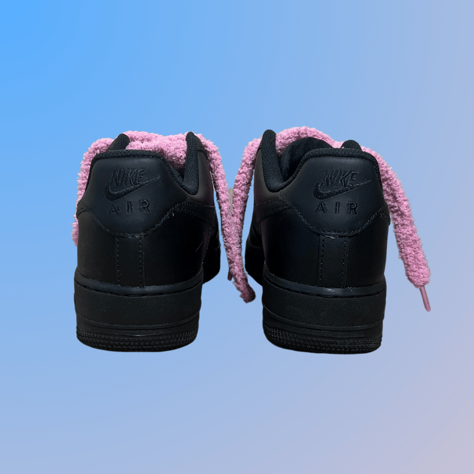 Nike Air Force 1 Black Fluffy Lace (Pink)