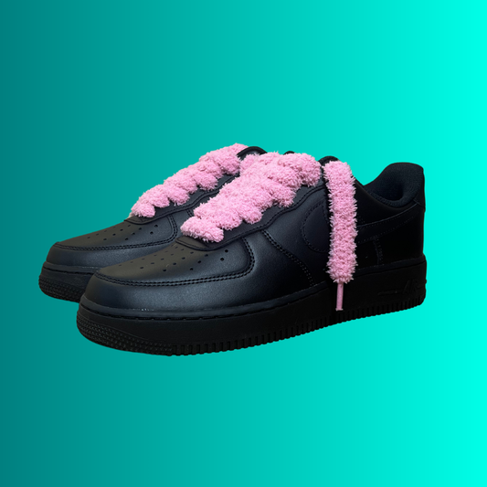 Nike Air Force 1 Black Fluffy Lace (Pink) (új)