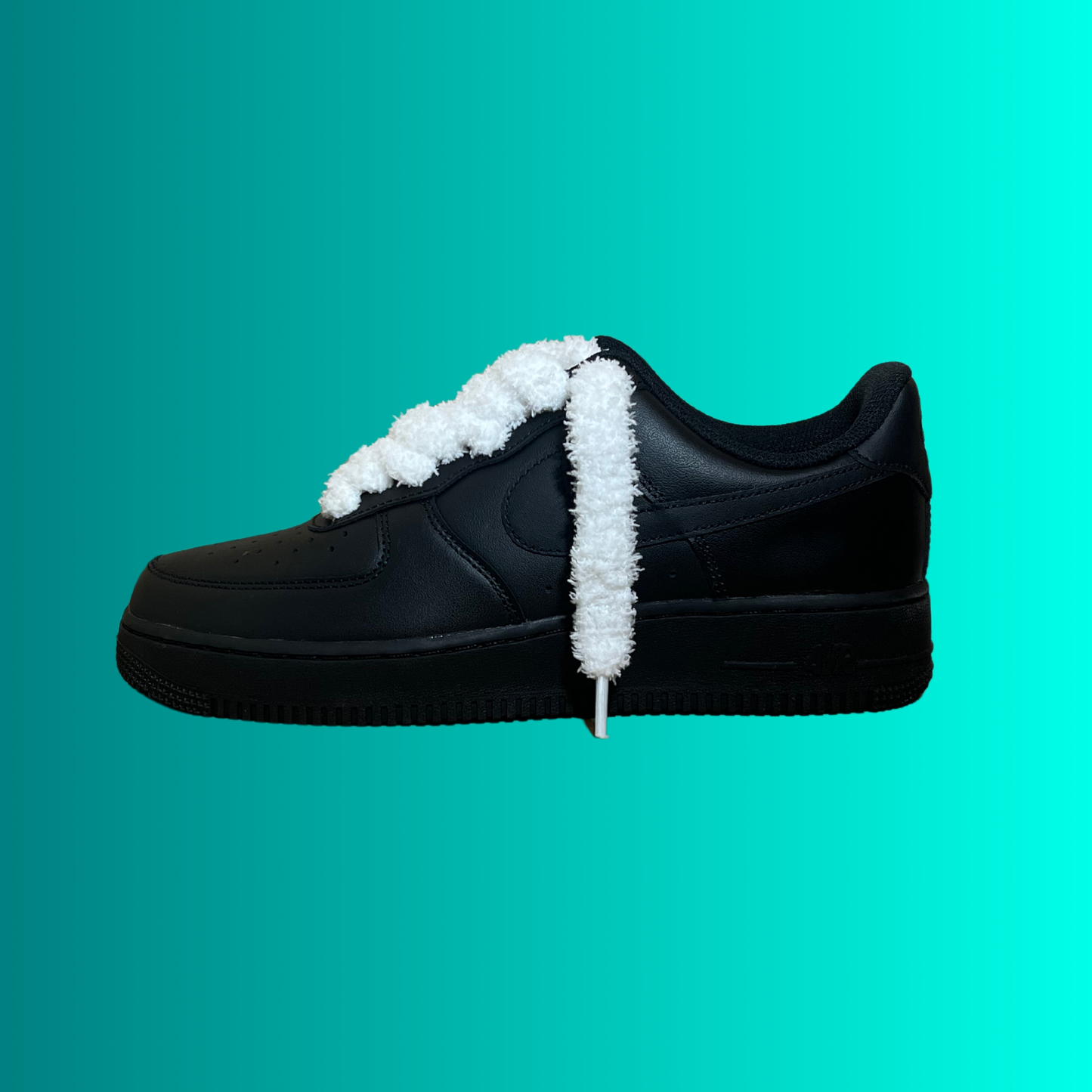 Nike Air Force 1 Black Fluffy Lace (White) (új)