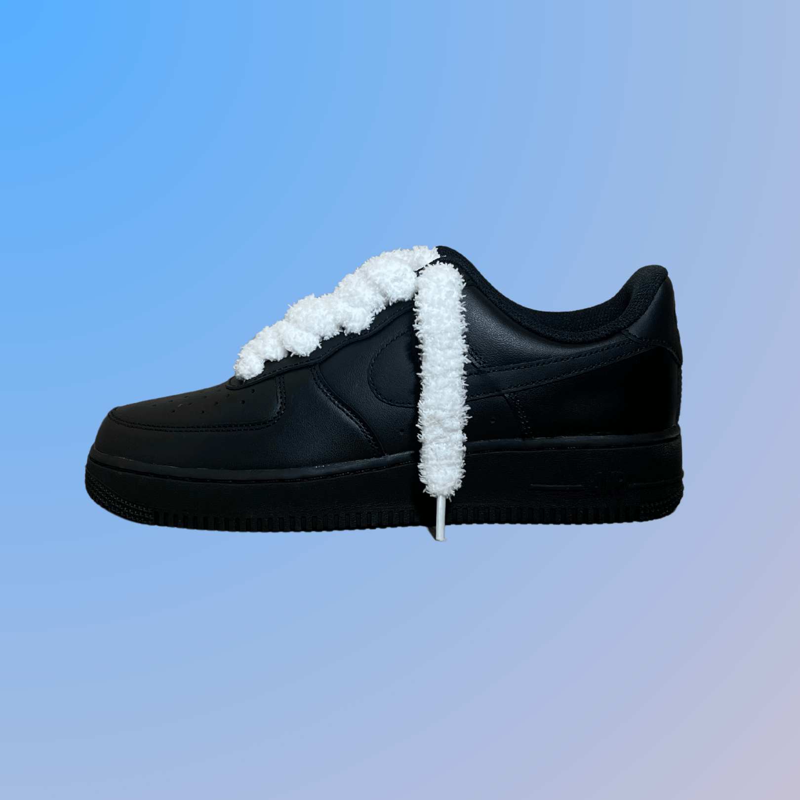 Nike Air Force 1 Black Fluffy Lace (White)