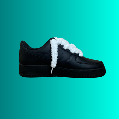 Nike Air Force 1 Black Fluffy Lace (White) (új)