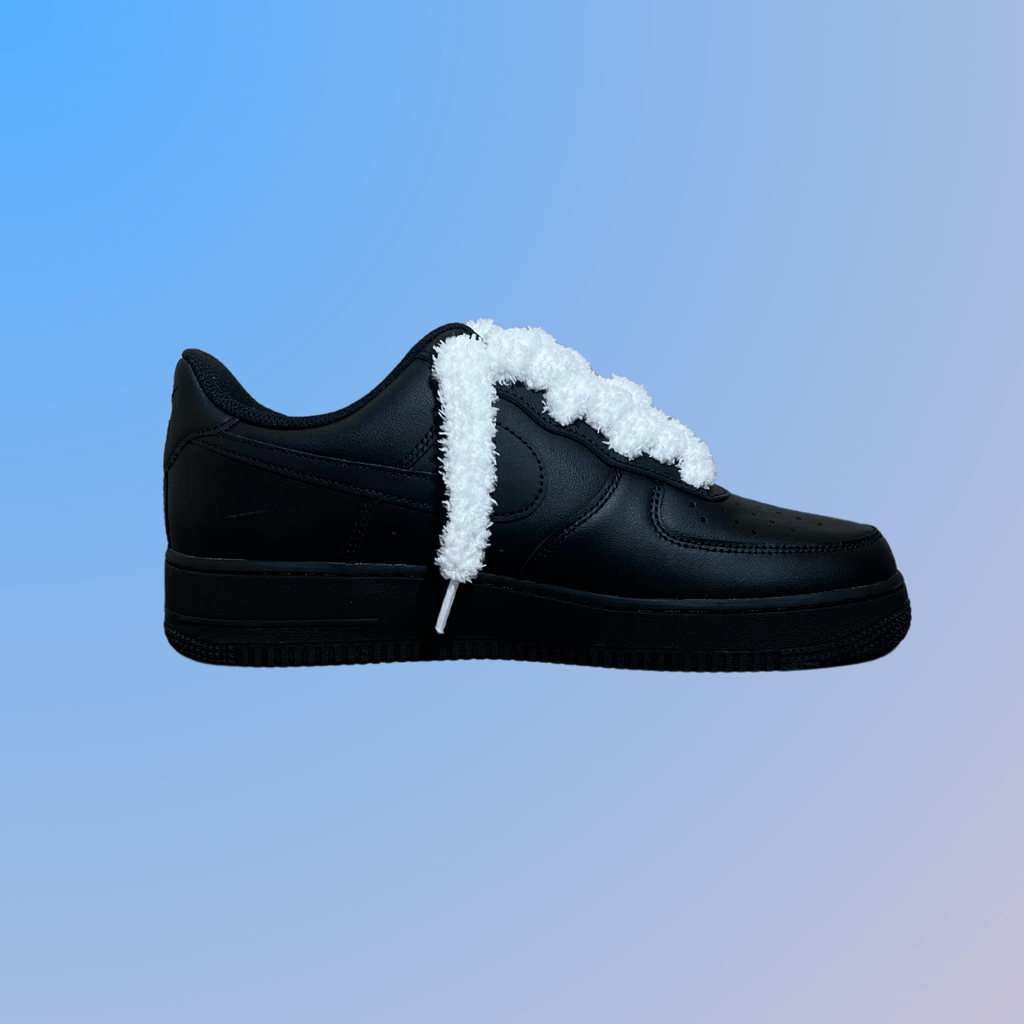 Nike Air Force 1 Black Fluffy Lace (White)