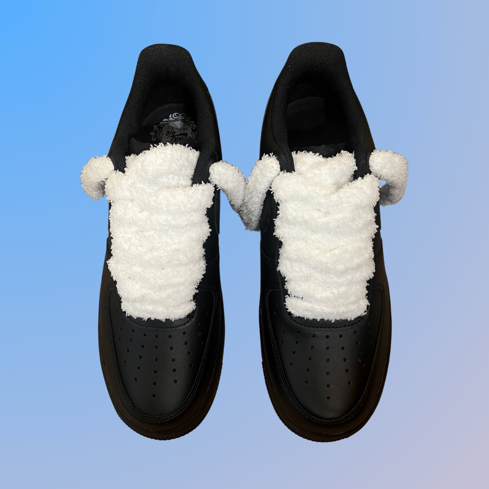 Nike Air Force 1 Black Fluffy Lace (White)