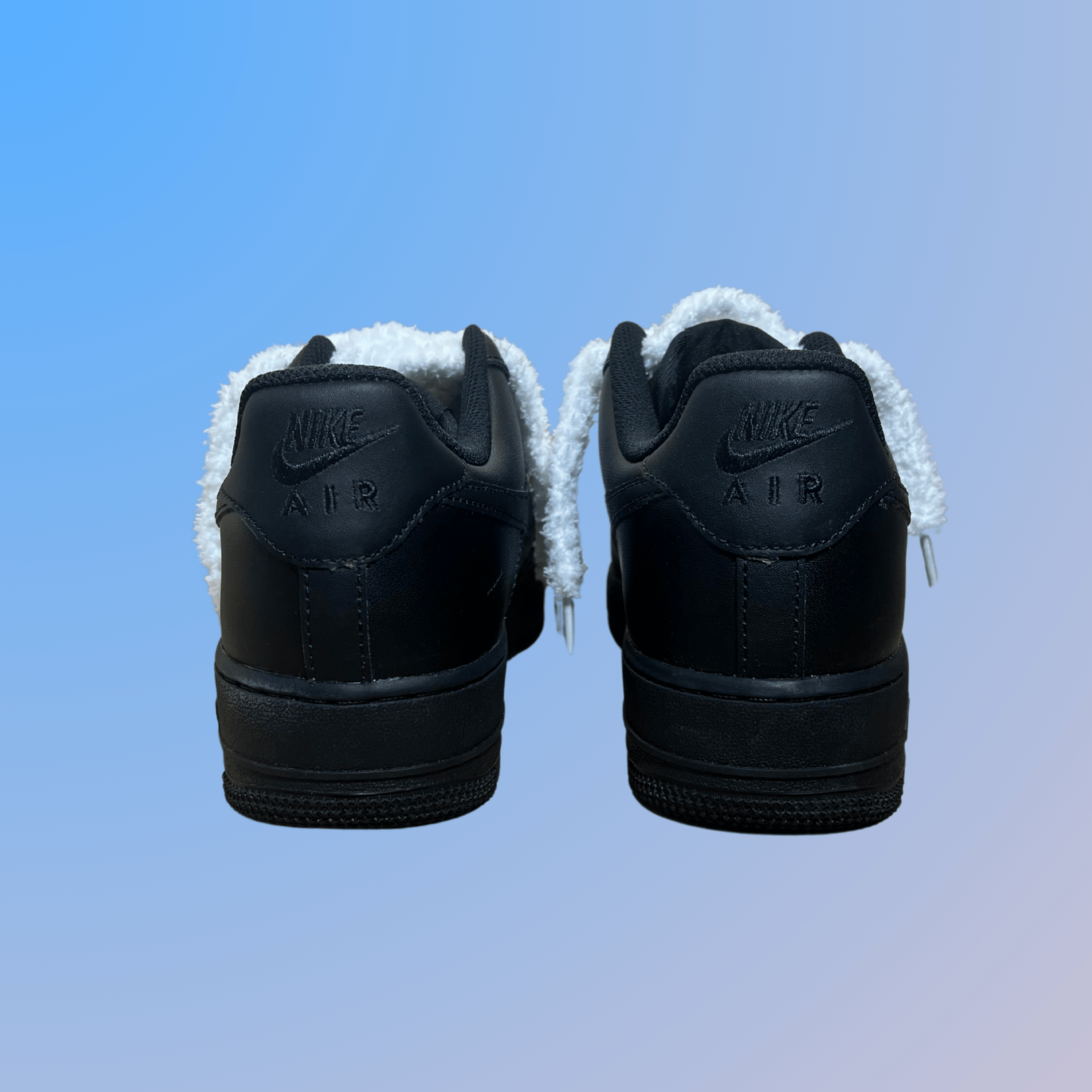 Nike Air Force 1 Black Fluffy Lace (White)