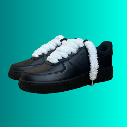 Nike Air Force 1 Black Fluffy Lace (White) (új)