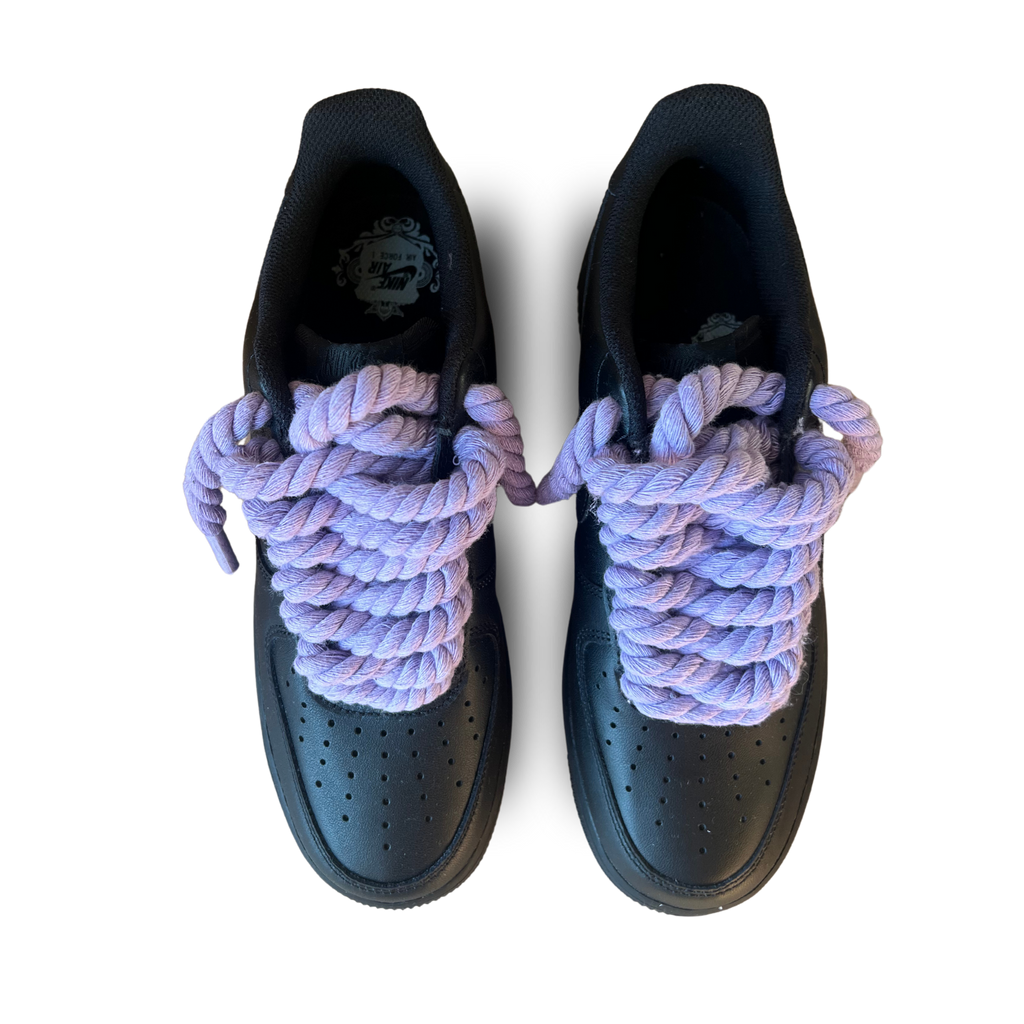 Air Force 1 Black Rope Lace Light Purple Felülnézet