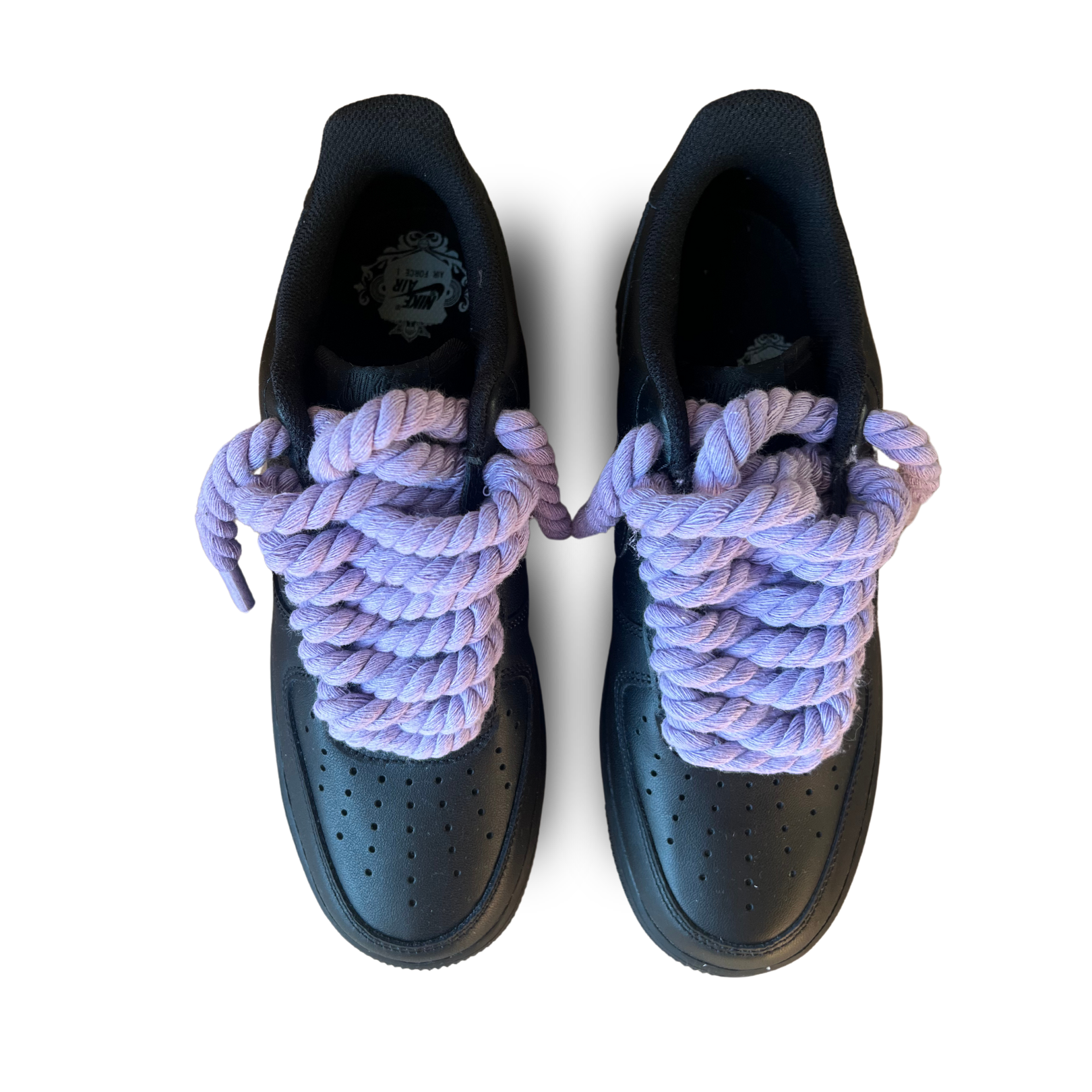 Air Force 1 Black Rope Lace Light Purple Felülnézet