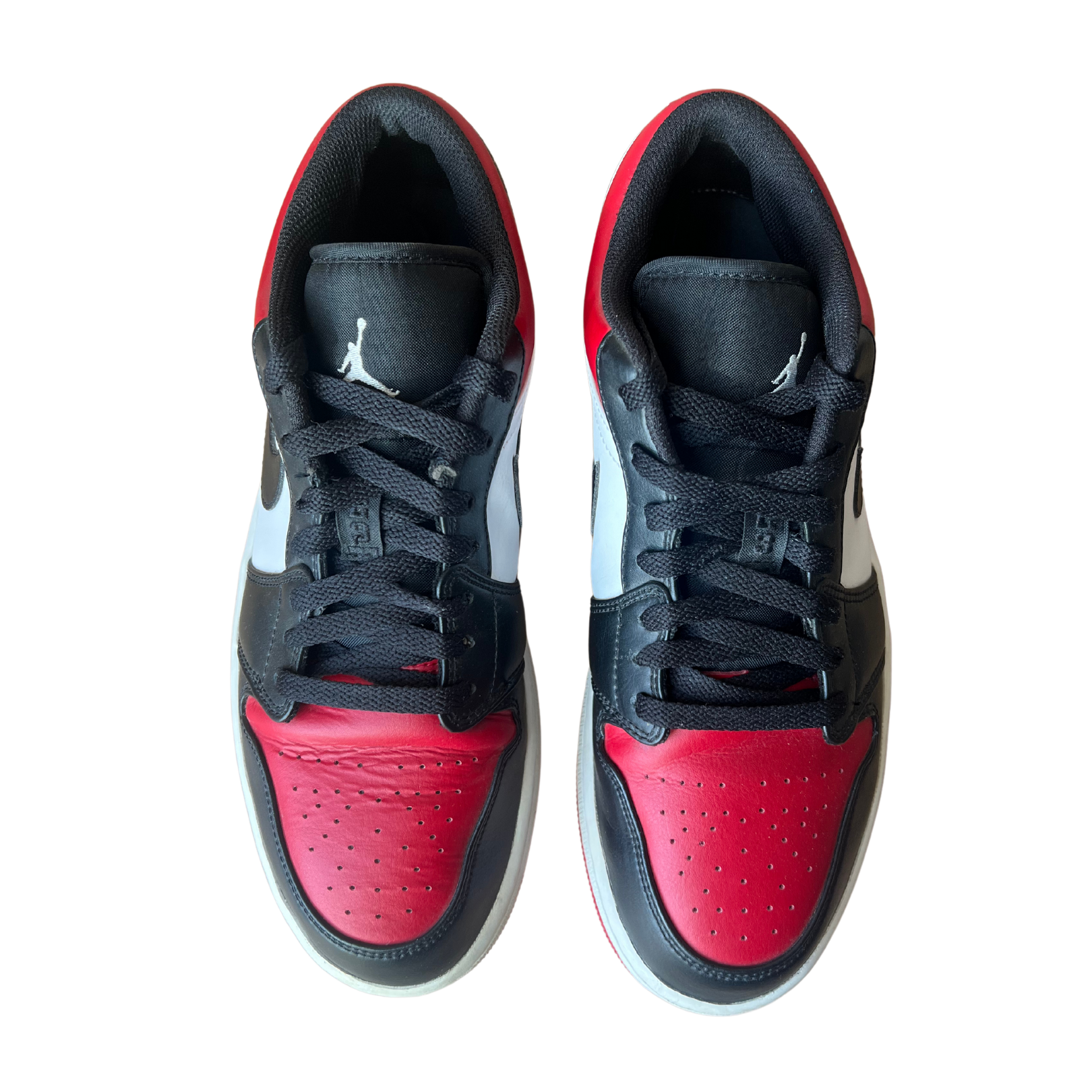 Jordan 1 Low Bred Toe Felülnézet