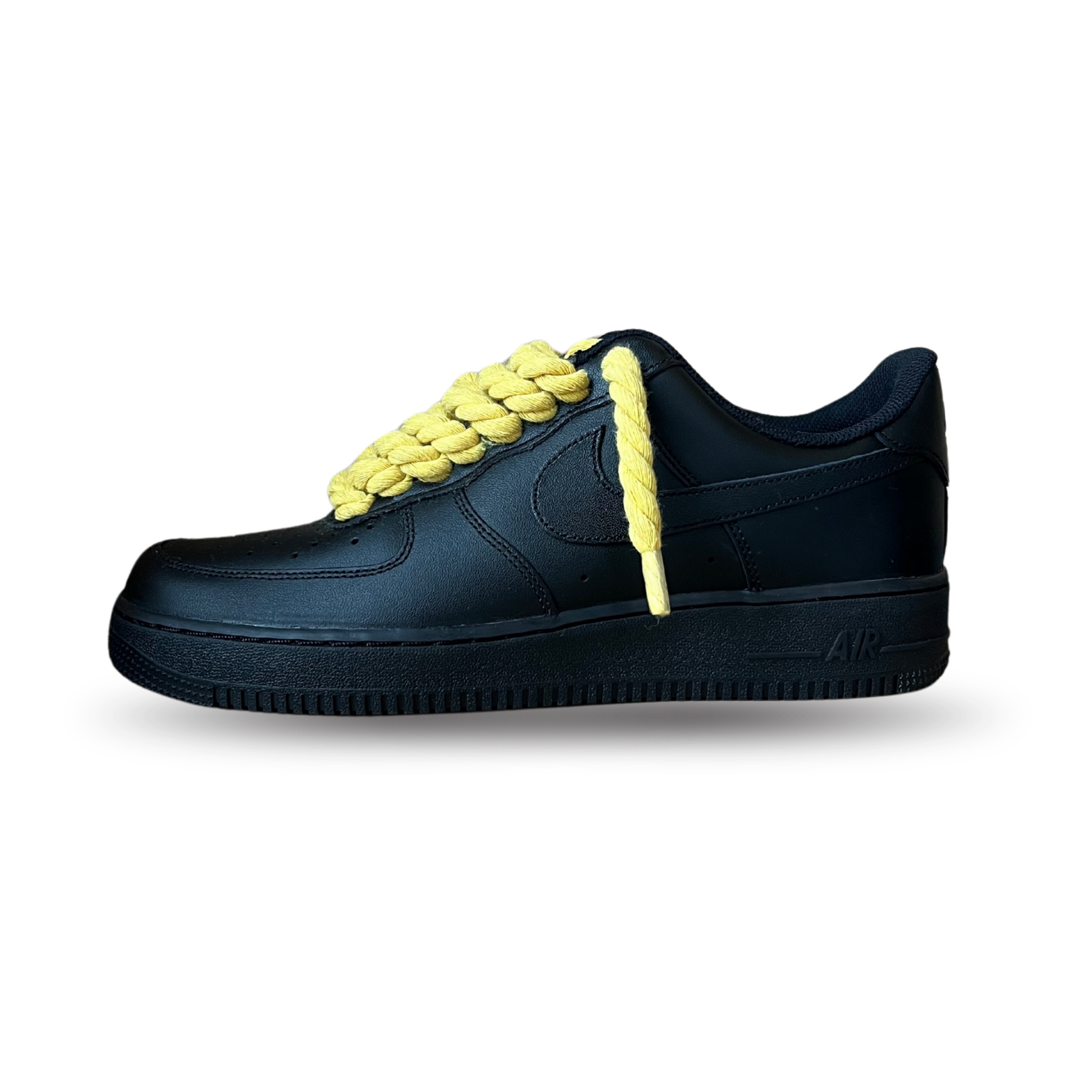 Nike Air Force 1 '07 Black Chunky Rope Lace Yellow oldalnézet