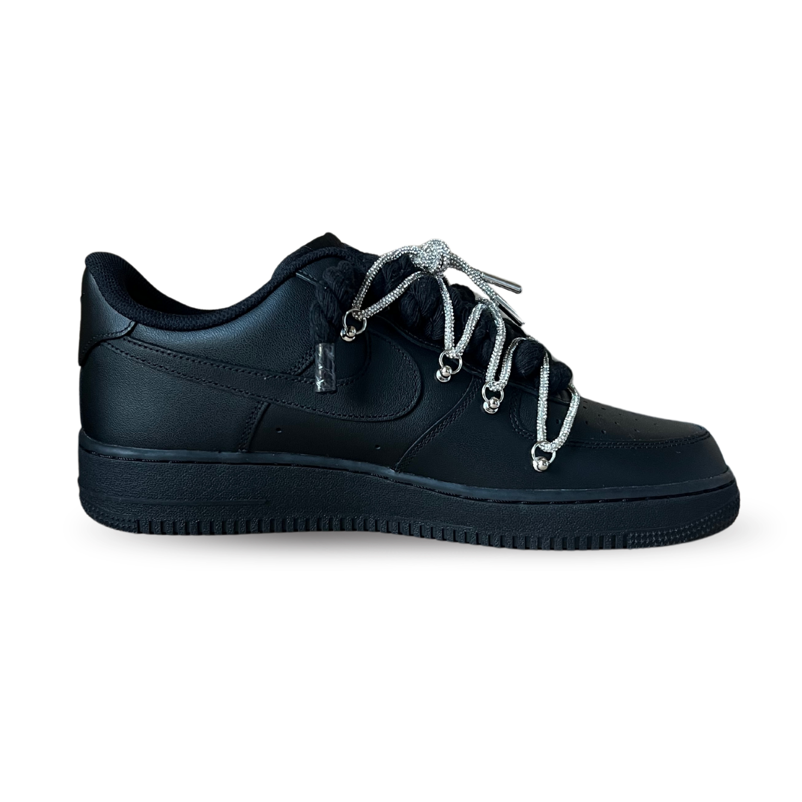Nike Air Force 1 Black Diamond Rope Lace White Belső oldalnézet