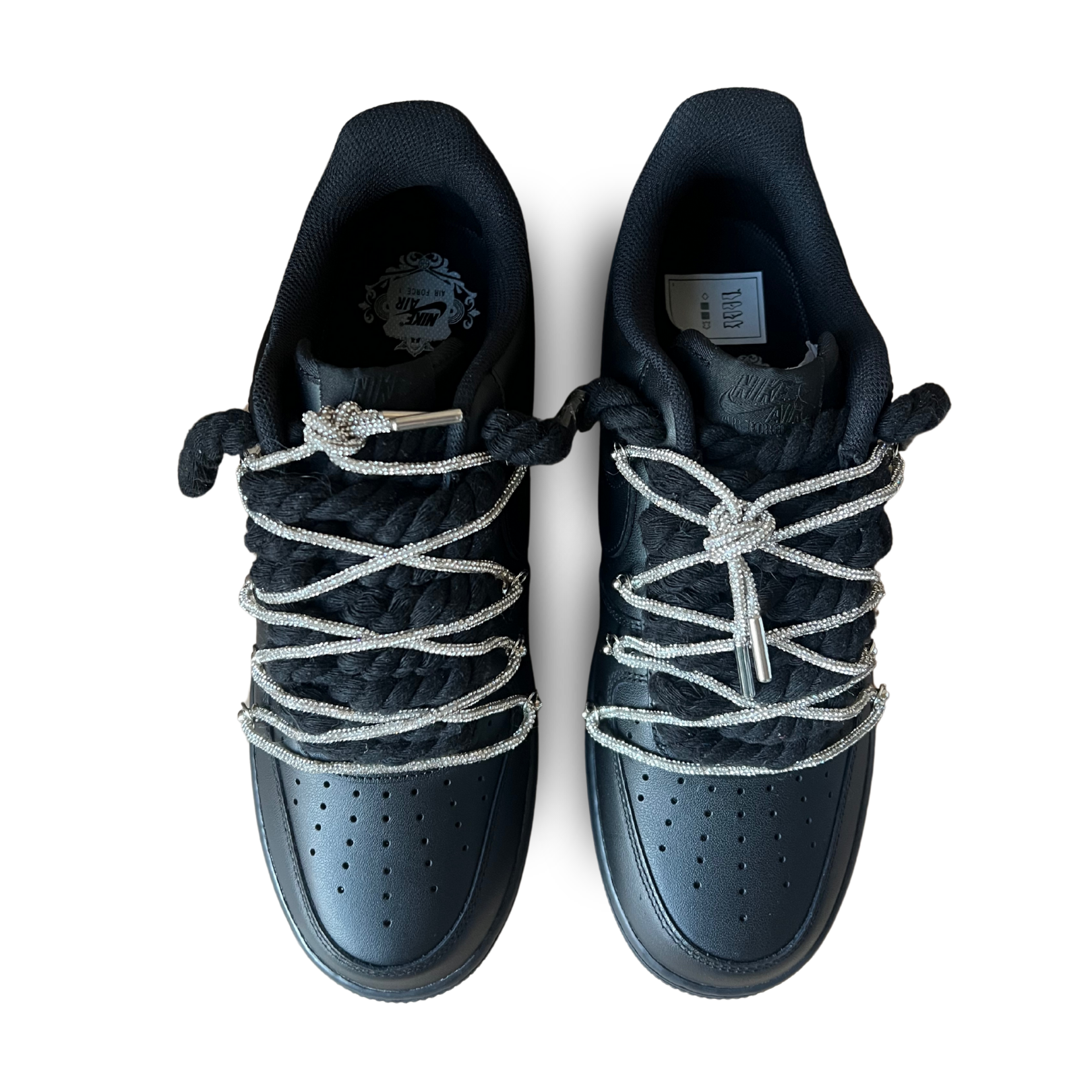 Nike Air Force 1 Black Diamond Rope Lace White Felülnézet