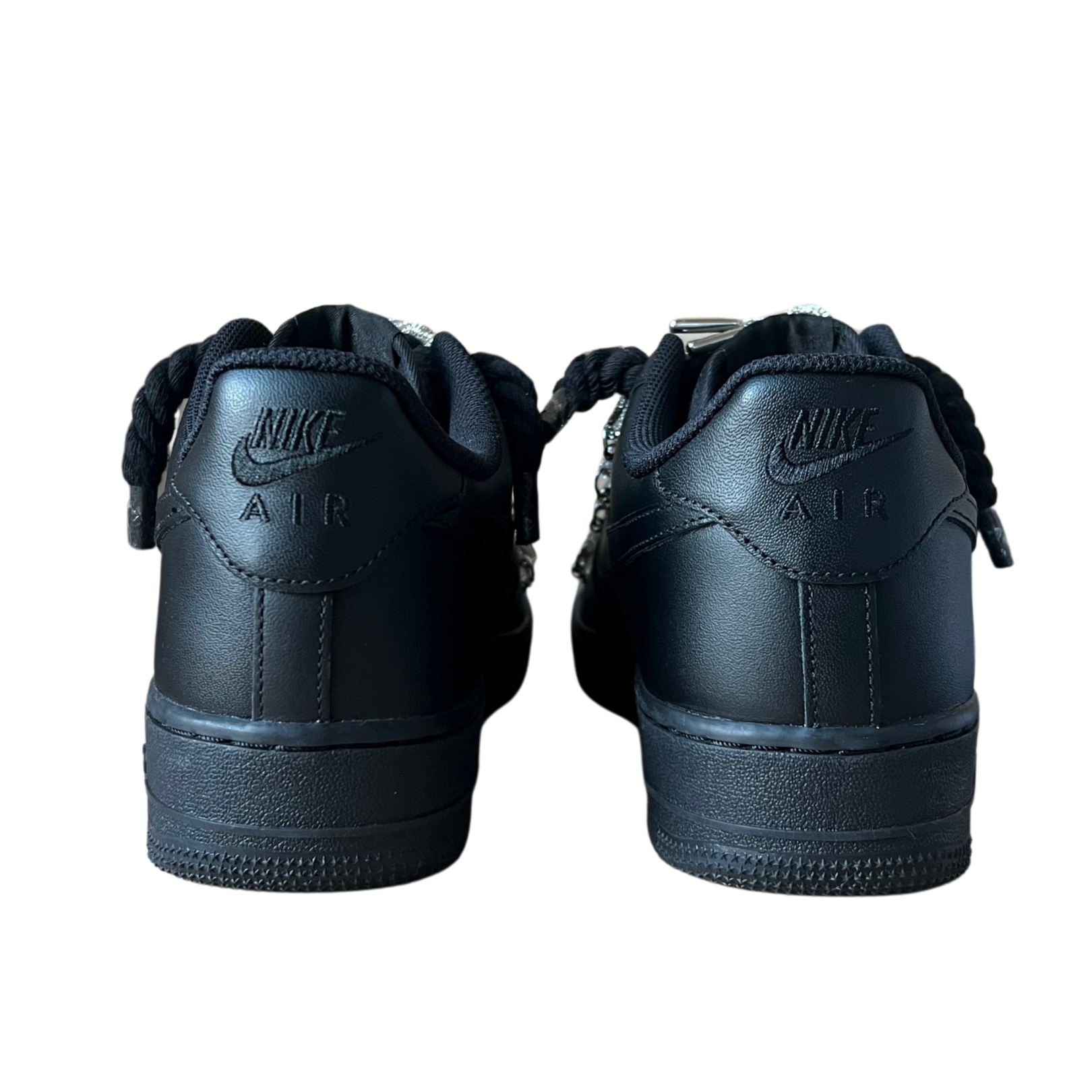 Nike Air Force 1 Black Diamond Rope Lace White Hátulnézet
