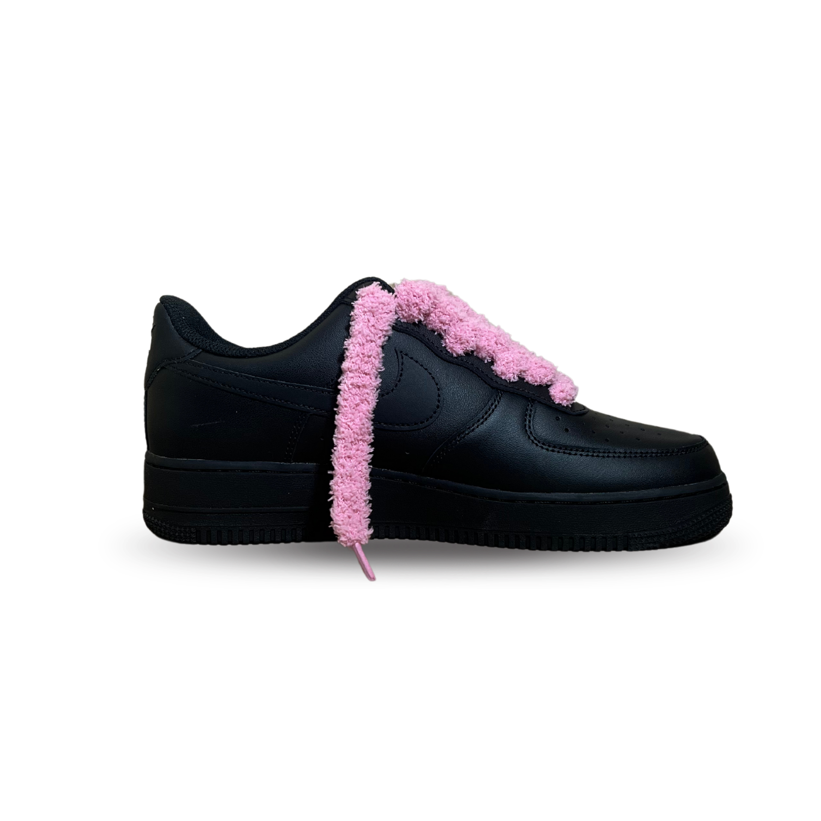 Nike Air Force 1 Black Fluffy Lace Pink Bels oldalnézet