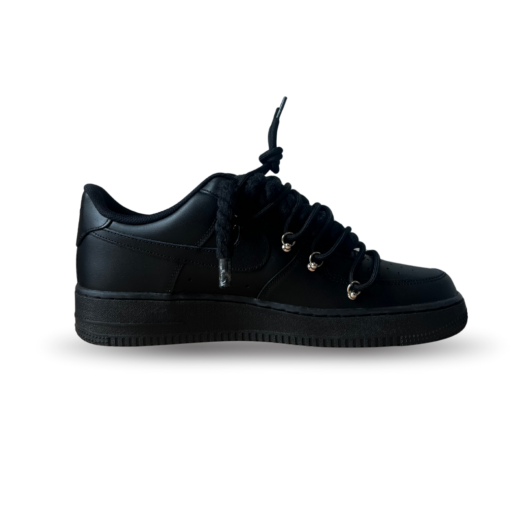 Nike Air Force 1 Black Laced Up Rope Lace Black Belső oldalnézet