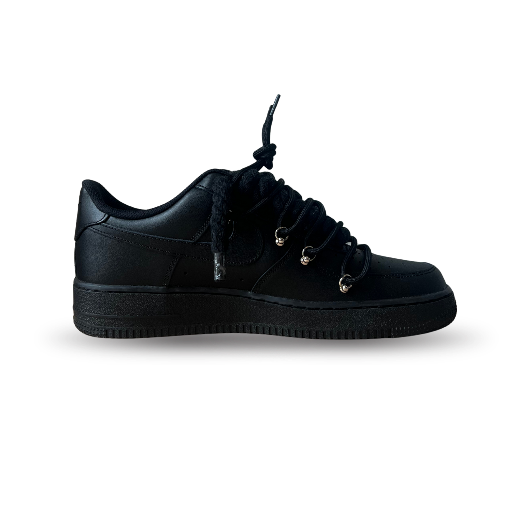 Nike Air Force 1 Black Laced Up Rope Lace Black Belső oldalnézet