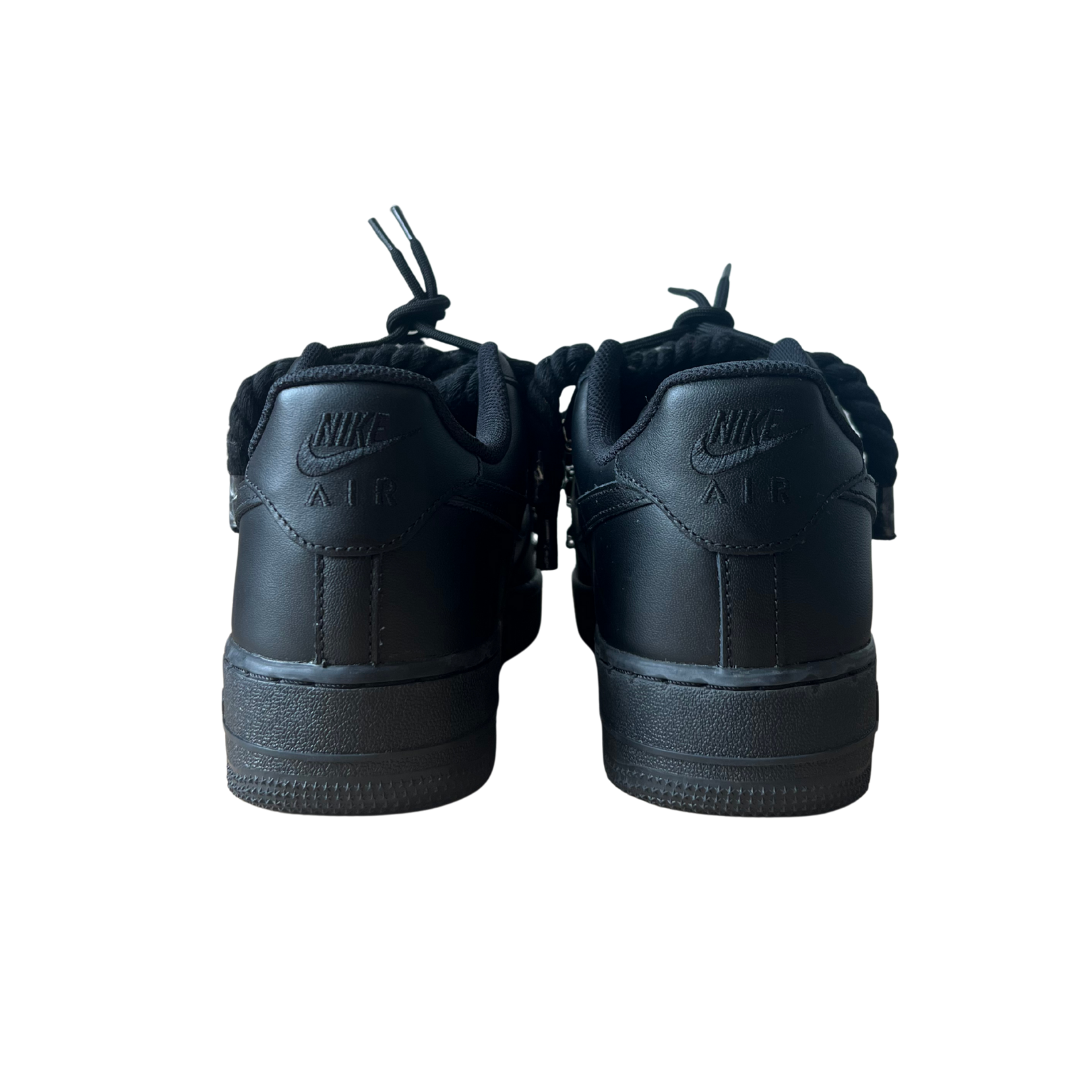 Nike Air Force 1 Black Laced Up Rope Lace Black Hátulnézet