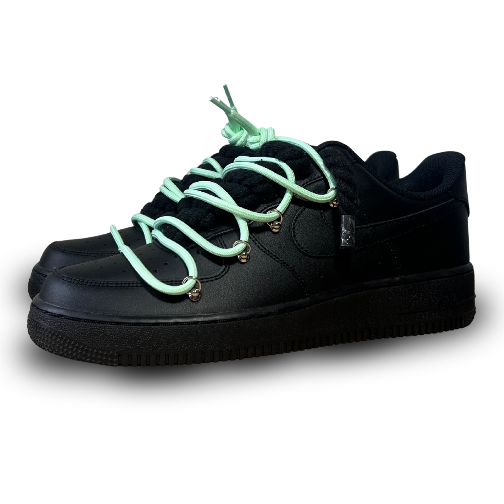 Nike Air Force 1 Black Laced Up Rope Lace Green Csanadsoles