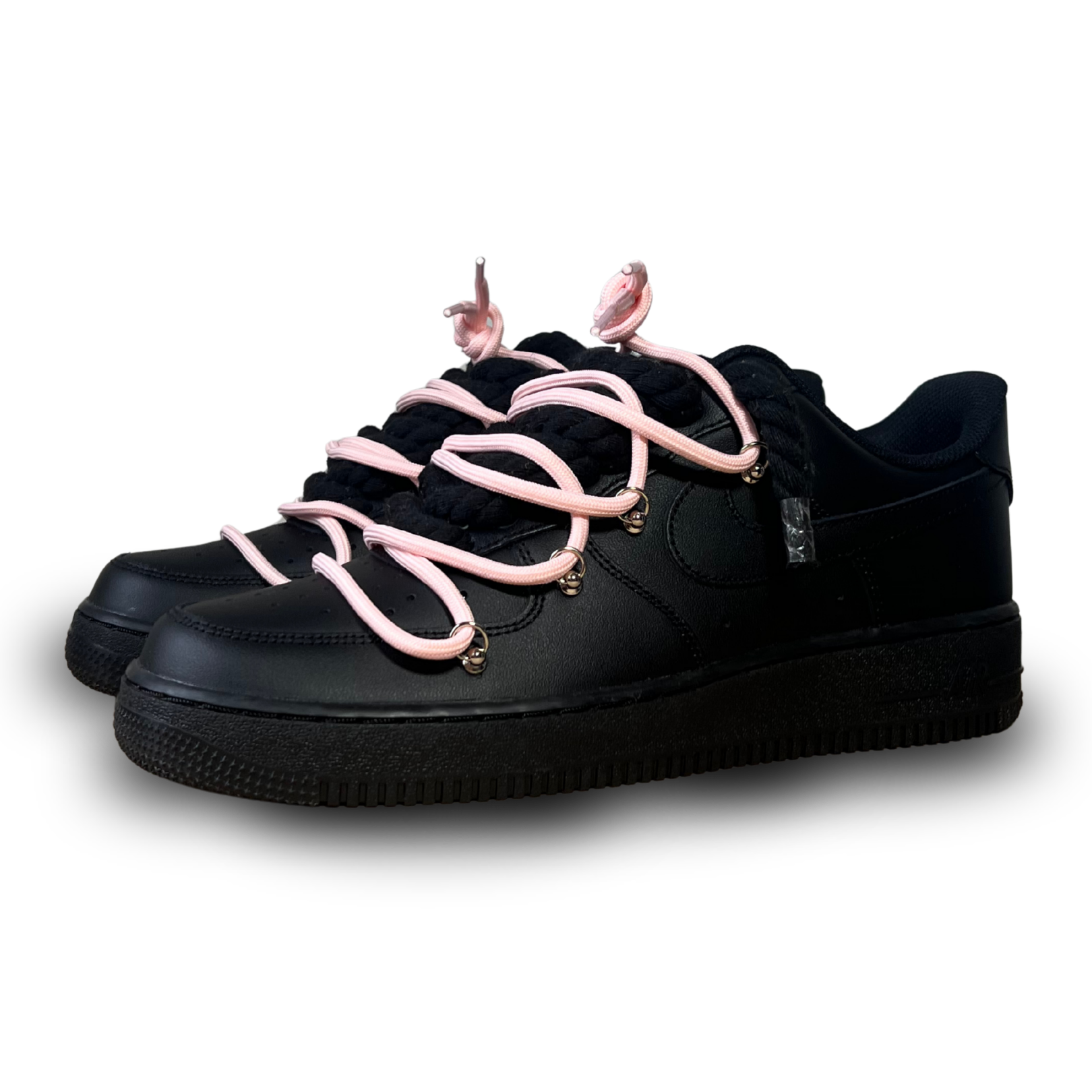 Nike Air Force 1 Black Laced Up Rope Lace Pink Csanadsoles