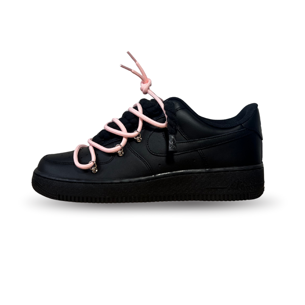 Nike Air Force 1 Black Laced Up Rope Lace Pink Oldalnézet