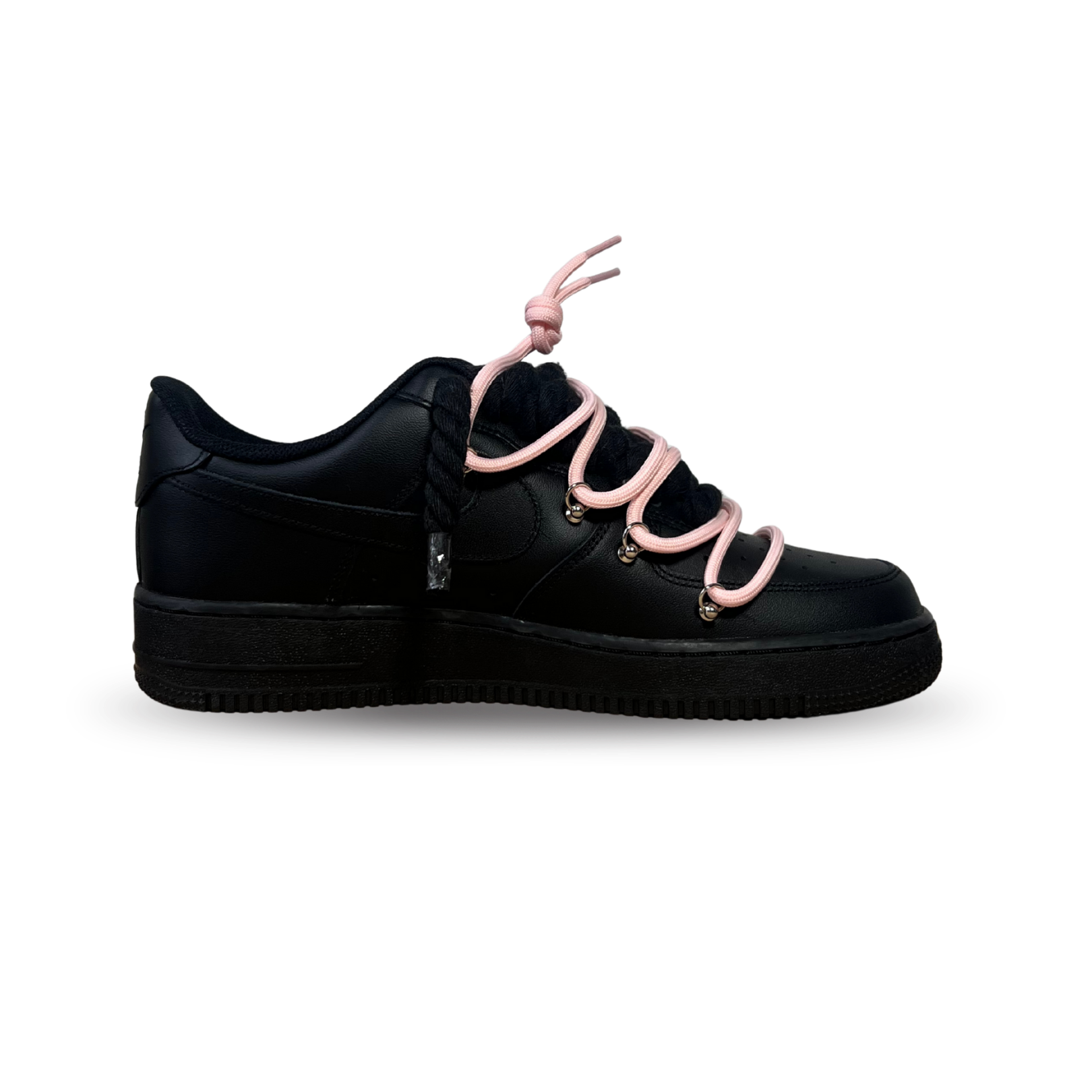 Nike Air Force 1 Black Laced Up Rope Lace Pink Belső oldalnézet