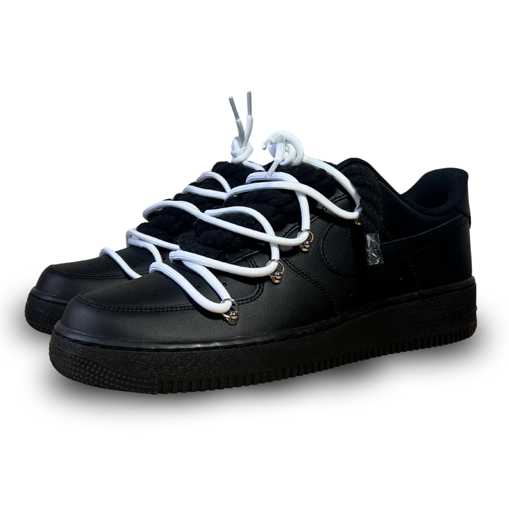 Nike Air Force 1 Black Laced Up Rope Lace White Csanadsoles