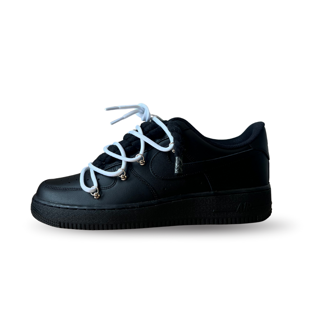 Nike Air Force 1 Black Laced Up Rope Lace White Oldalnézet