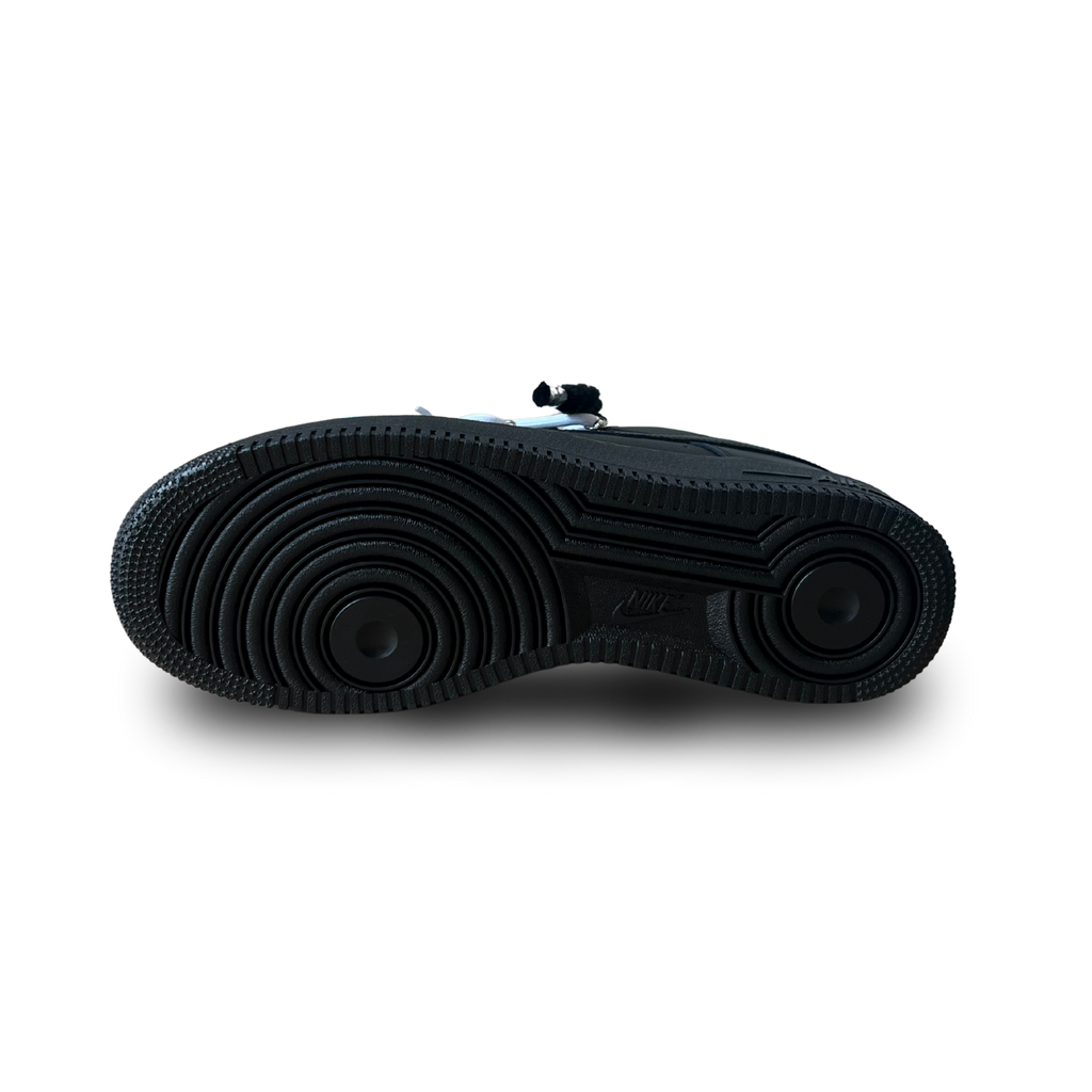 Nike Air Force 1 Black Laced Up Rope Lace White Talp