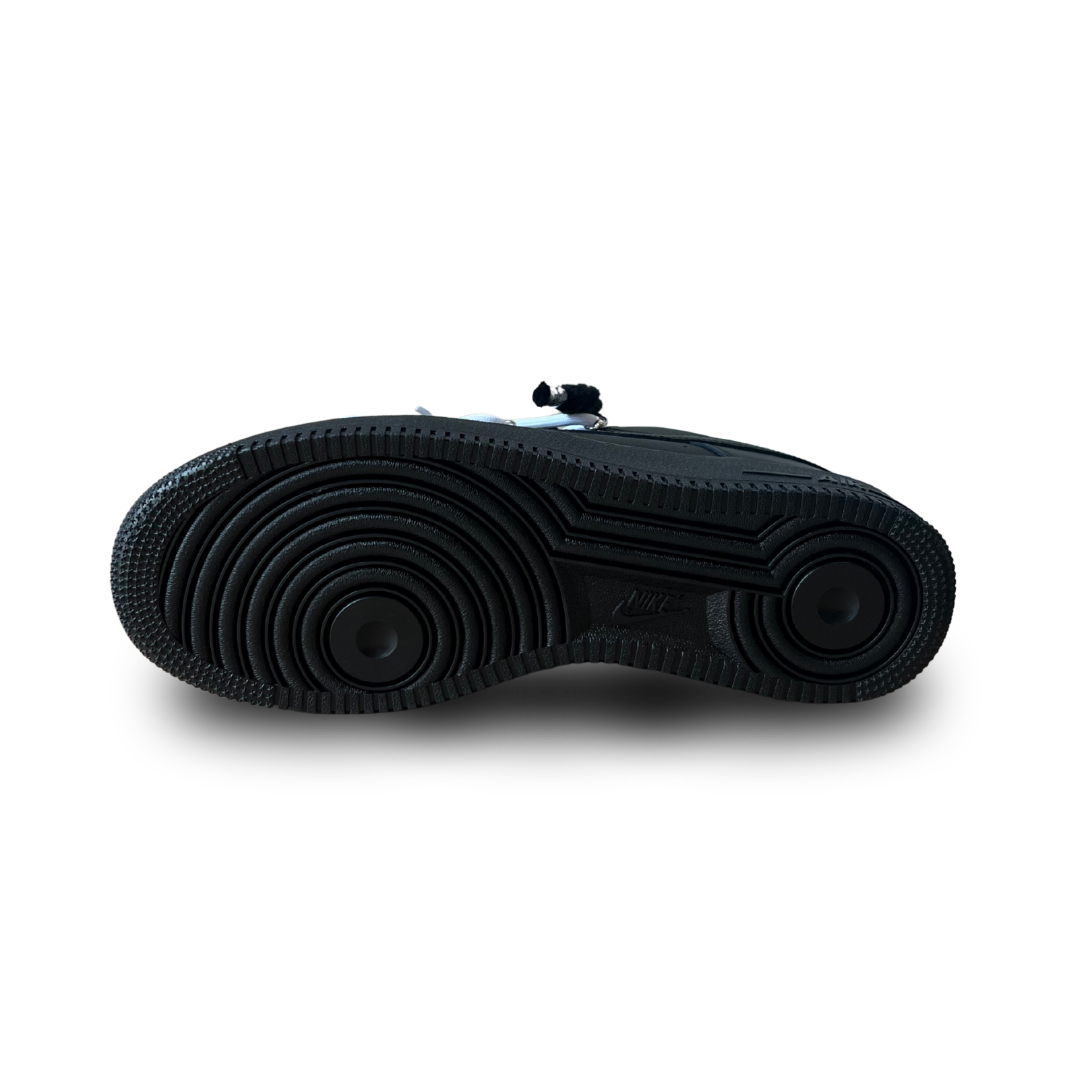 Nike Air Force 1 Black Laced Up Rope Lace White Talp