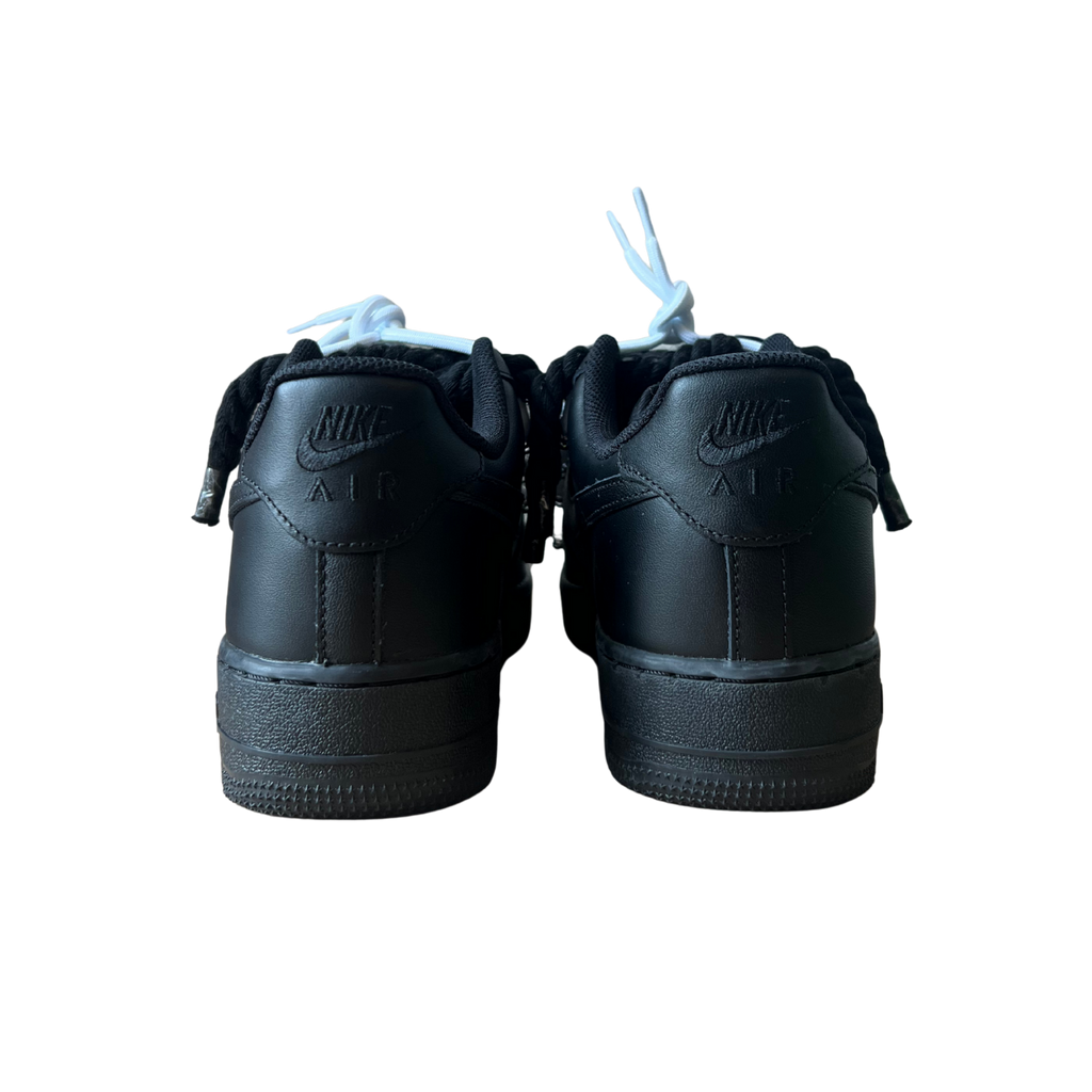 Nike Air Force 1 Black Laced Up Rope Lace White Hátulnézet