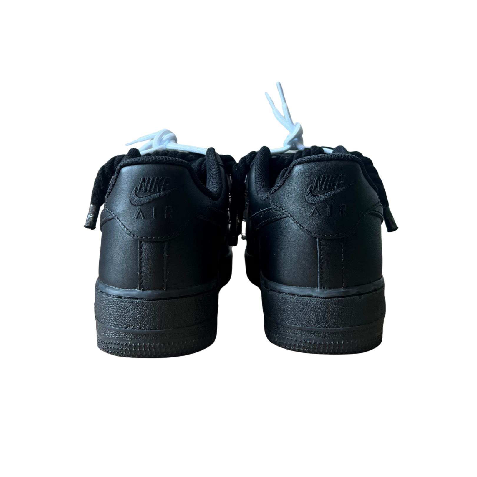 Nike Air Force 1 Black Laced Up Rope Lace White Hátulnézet