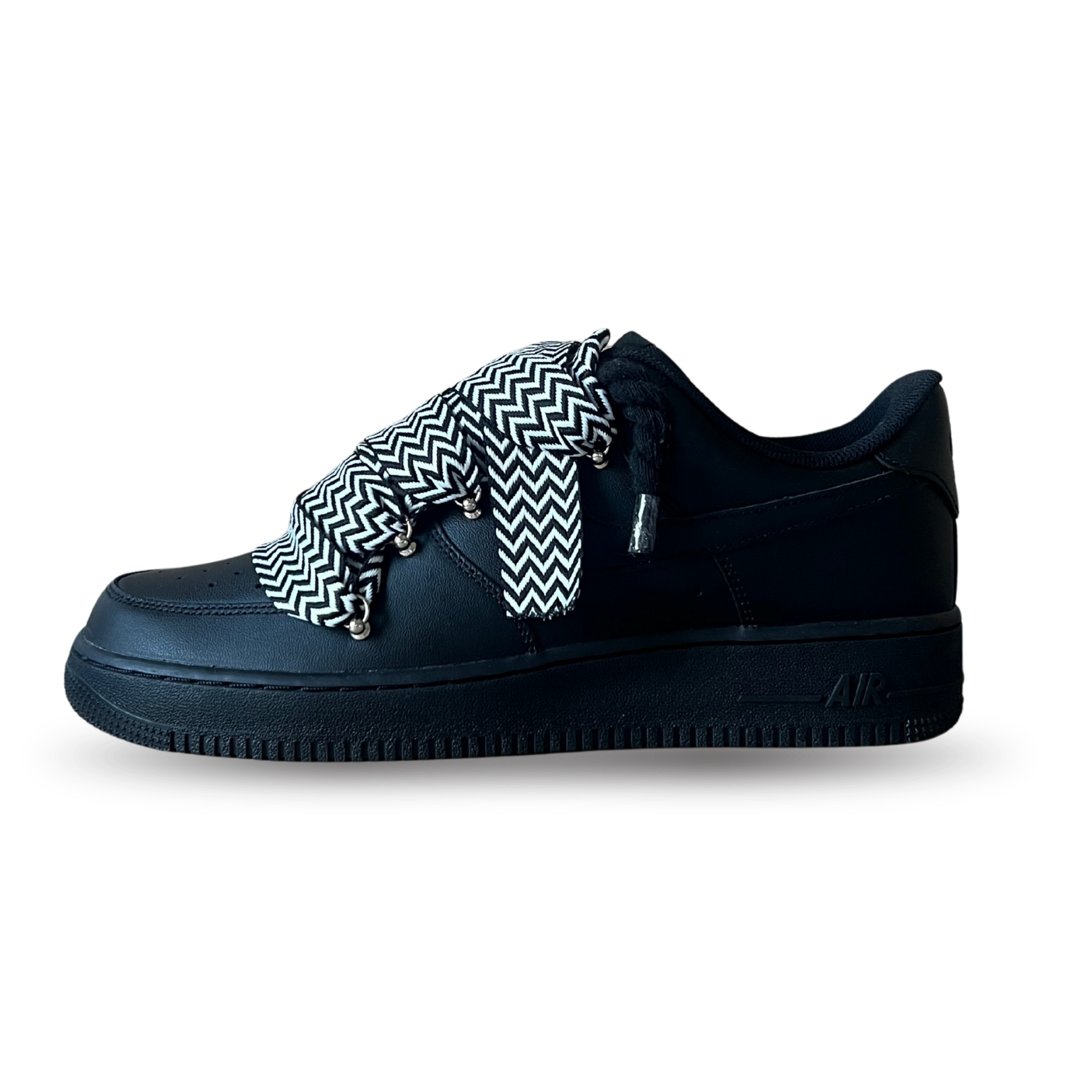 Nike Air Force 1 Black Lanvin Rope Lace Black White Oldalnézet