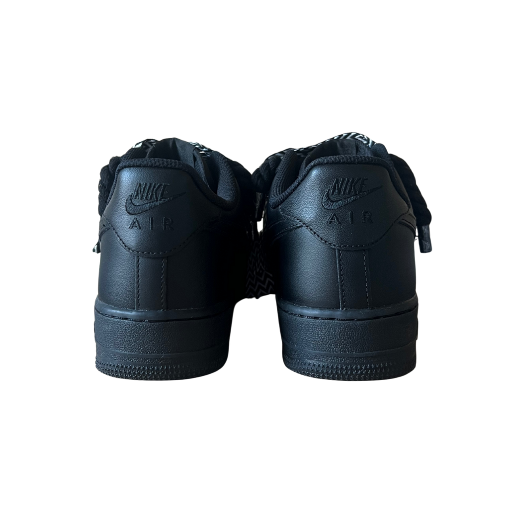 Nike Air Force 1 Black Lanvin Rope Lace Black White Hátulnézet