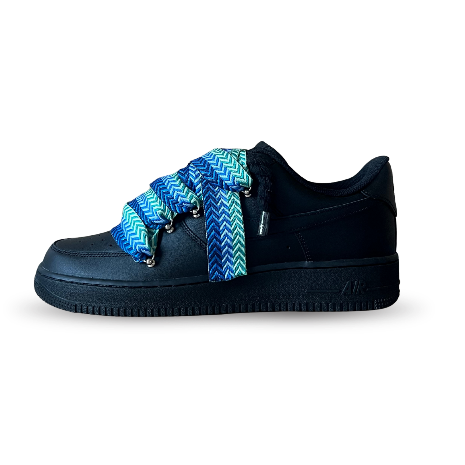 Nike Air Force 1 Black Lanvin Rope Lace Blue Black Oldalnézet