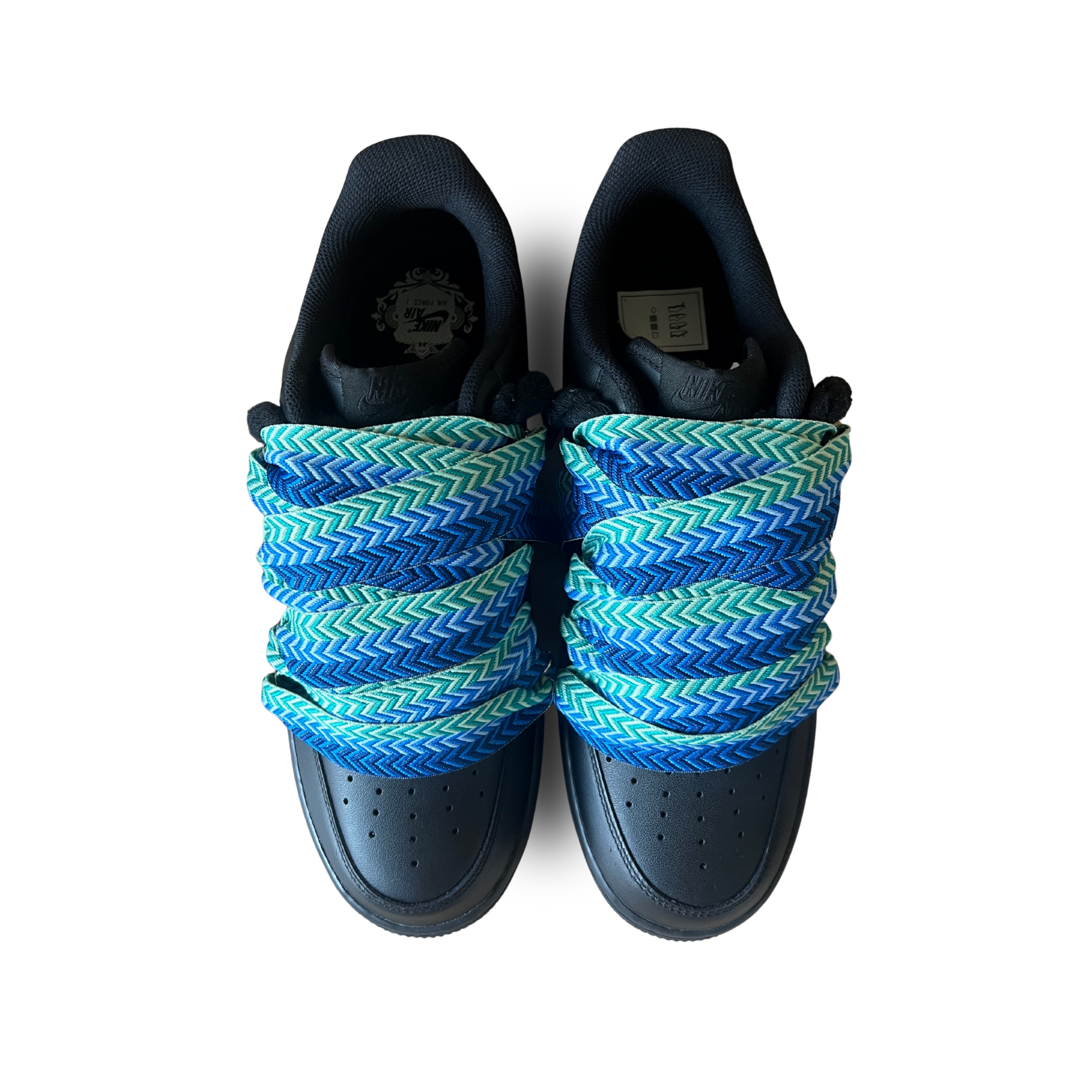 Nike Air Force 1 Black Lanvin Rope Lace Blue Black Felülnézet