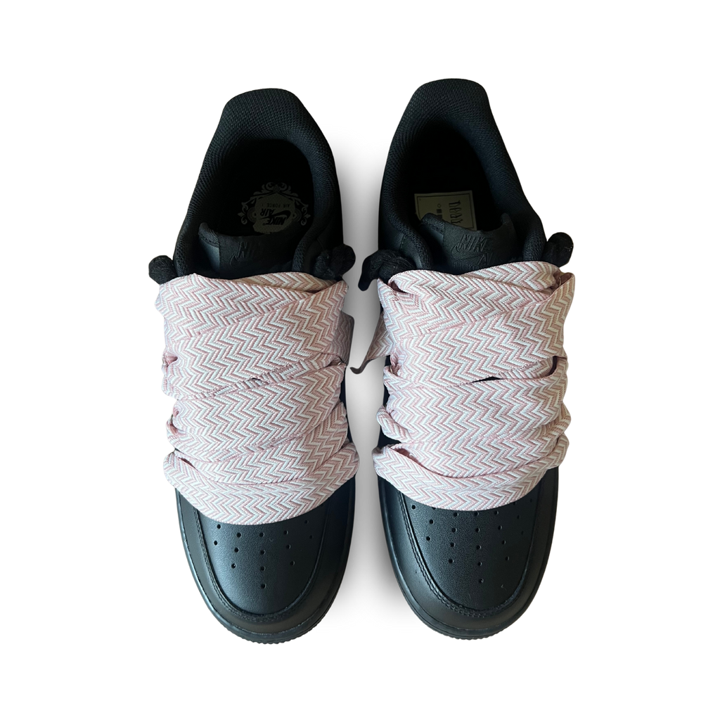 Nike Air Force 1 Black Lanvin Rope Lace Pink Felülnézet