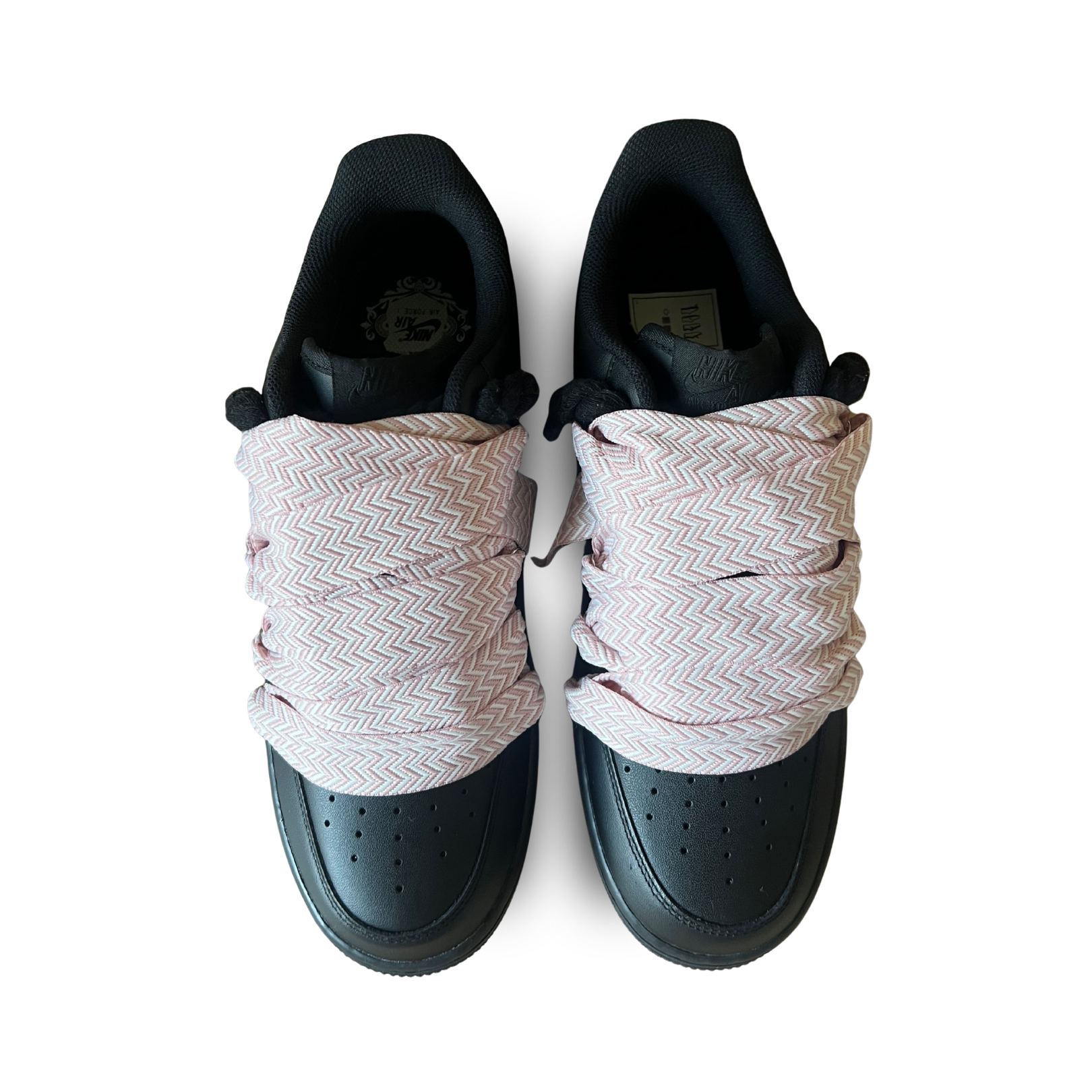 Nike Air Force 1 Black Lanvin Rope Lace Pink Felülnézet