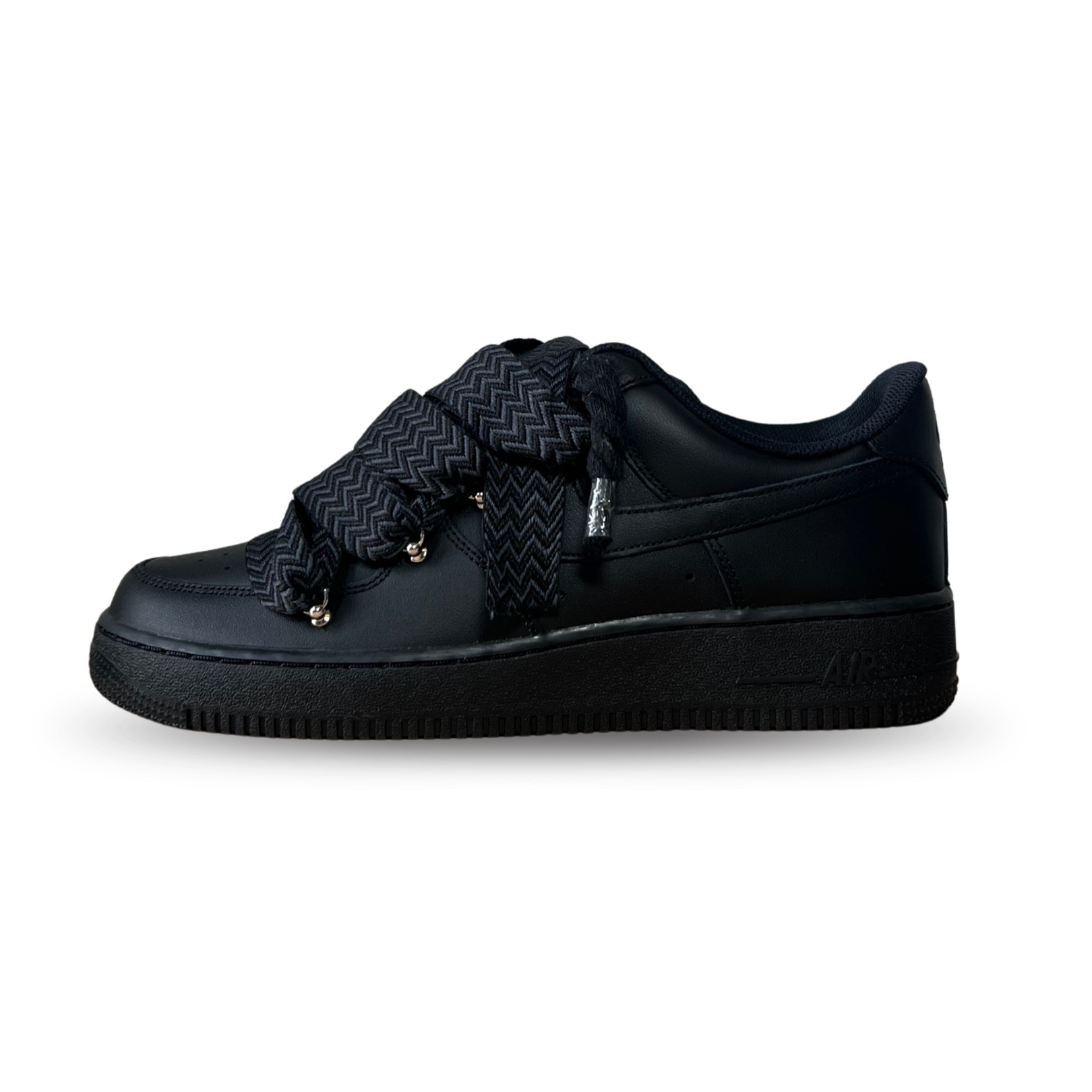 Nike Air Force 1 Black Lanvin Rope Lace Pure Black Oldalnézet